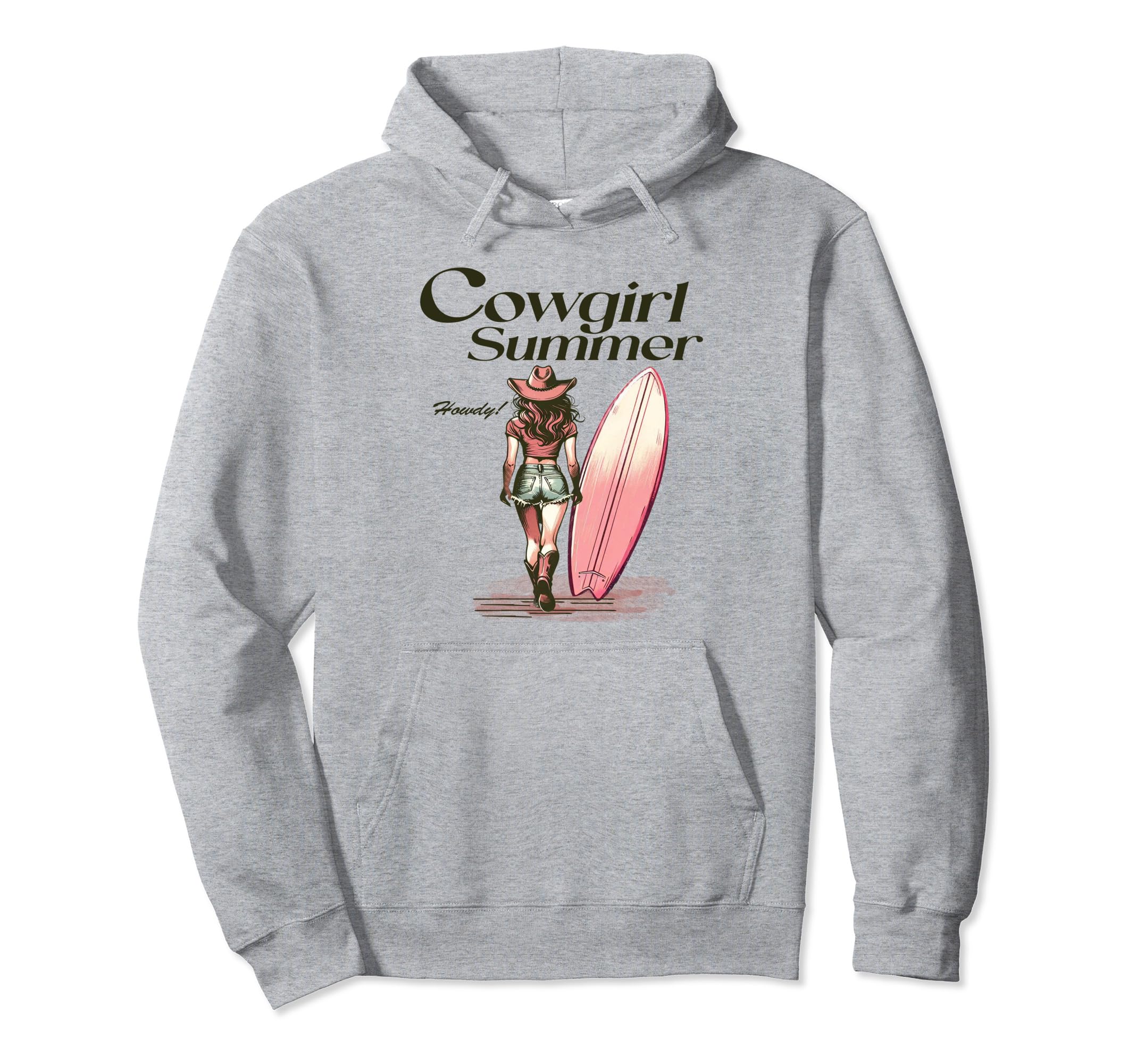 Cowgirl Summer Surfboard Western Hoodie - Casual Everyday Wear Unisex - T-Shirt, Sweatshirt, Hoodie