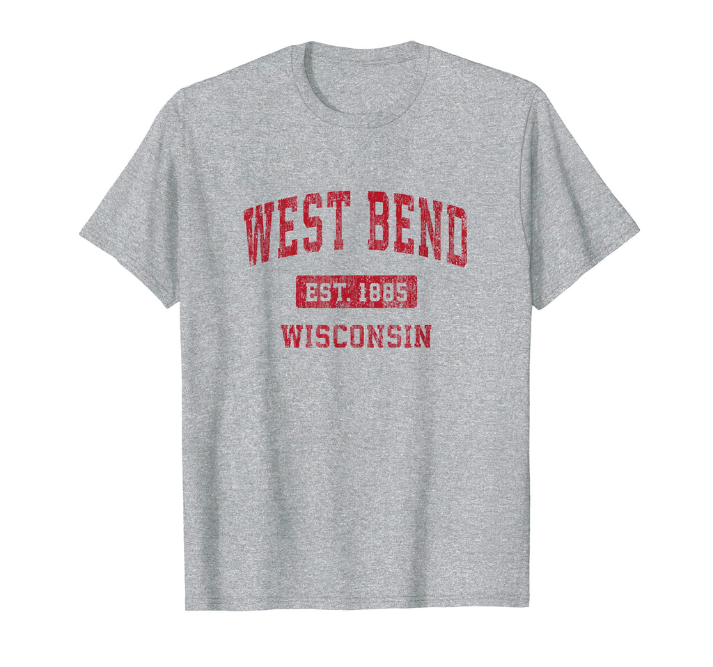 West Bend Wisconsin Wi Sports Red T-Shirt - Aesthetic Graphic for Adults - T-Shirt, Sweatshirt, Hoodie