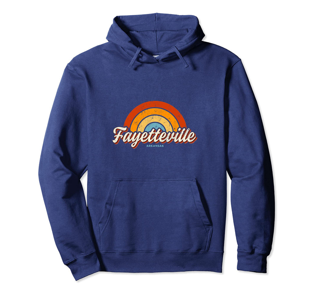 Fayetteville Arkansas Ar Rainbow 70S Hoodie - Trendy Graphic for Adults - T-Shirt, Sweatshirt, Hoodie