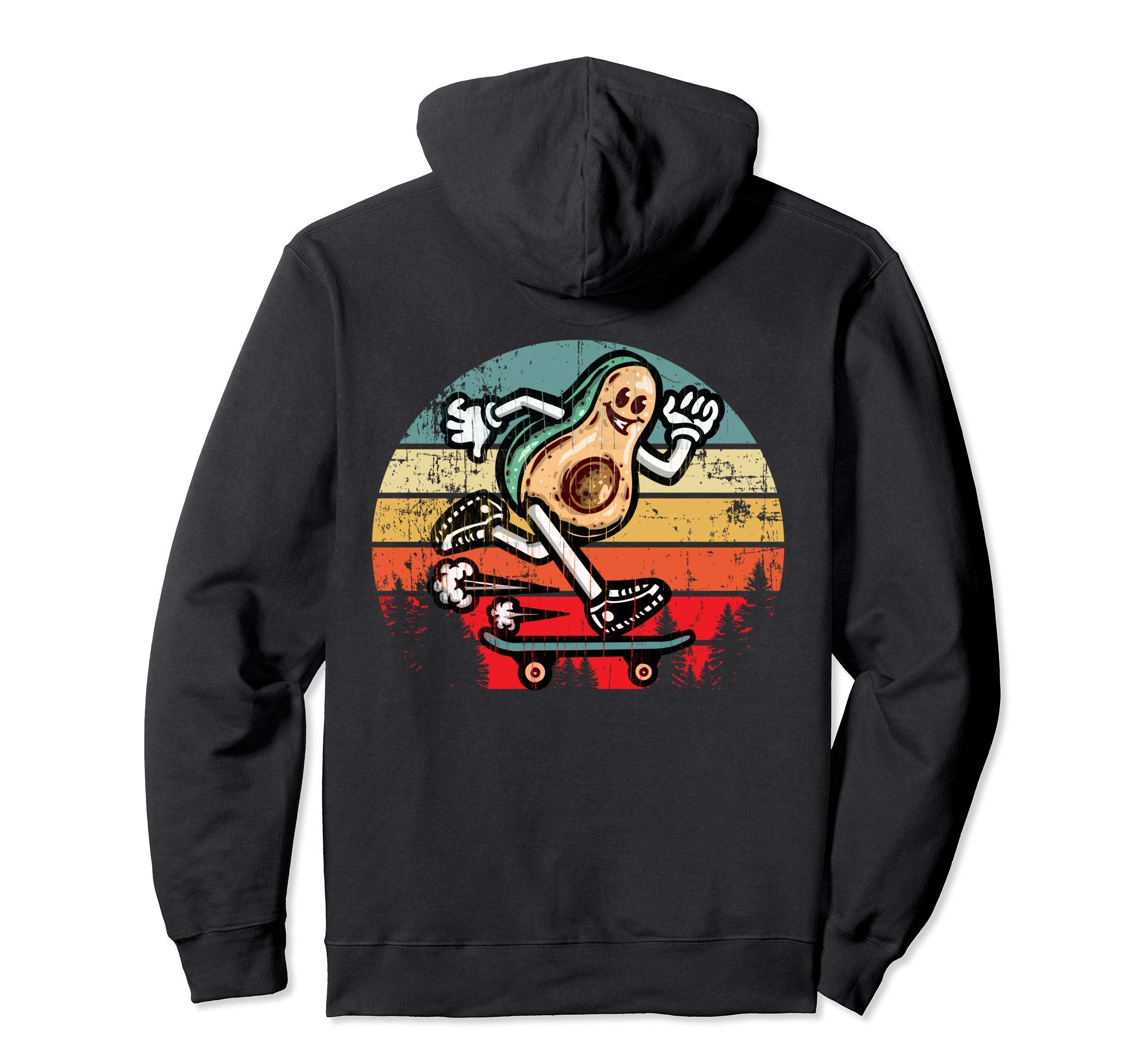 Avocado Riding Skateboard Sunset Hip Hoodie - Casual Everyday Wear Unisex - T-Shirt, Sweatshirt, Hoodie