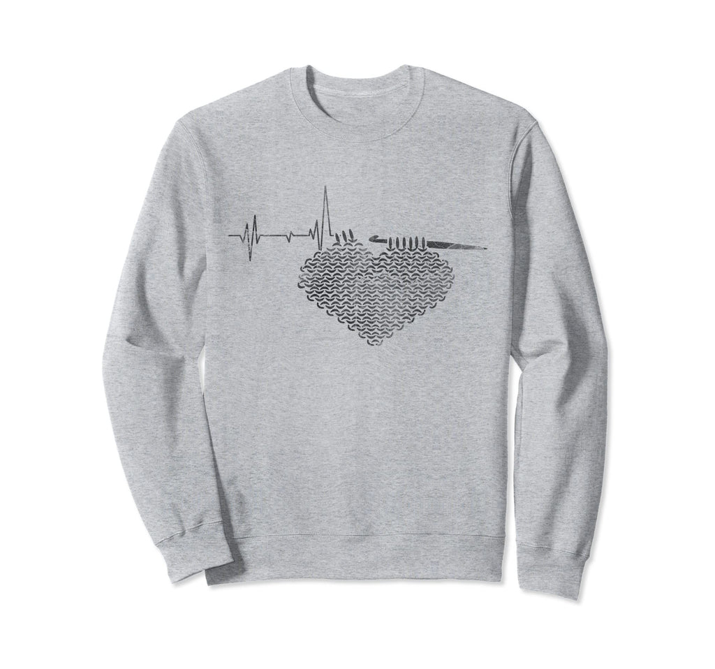 Distressed Heartbeat Crochet Sweatshirt - Novelty Apparel Men Women - T-Shirt, Sweatshirt, Hoodie