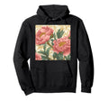 Peony Floral Botanical Illustration Hoodie - Graphic Print Unisex - T-Shirt, Sweatshirt, Hoodie