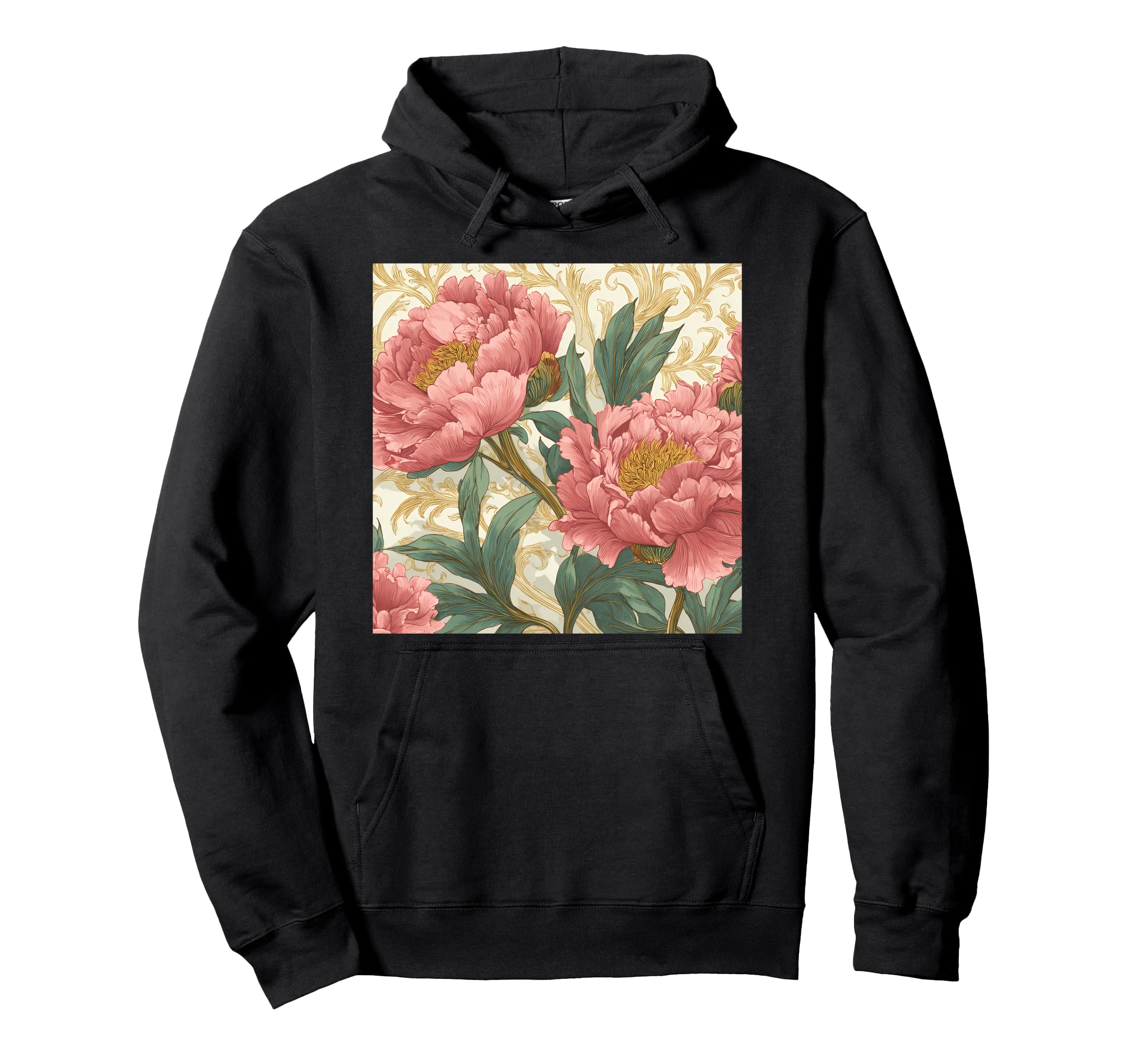 Peony Floral Botanical Illustration Hoodie - Graphic Print Unisex - T-Shirt, Sweatshirt, Hoodie