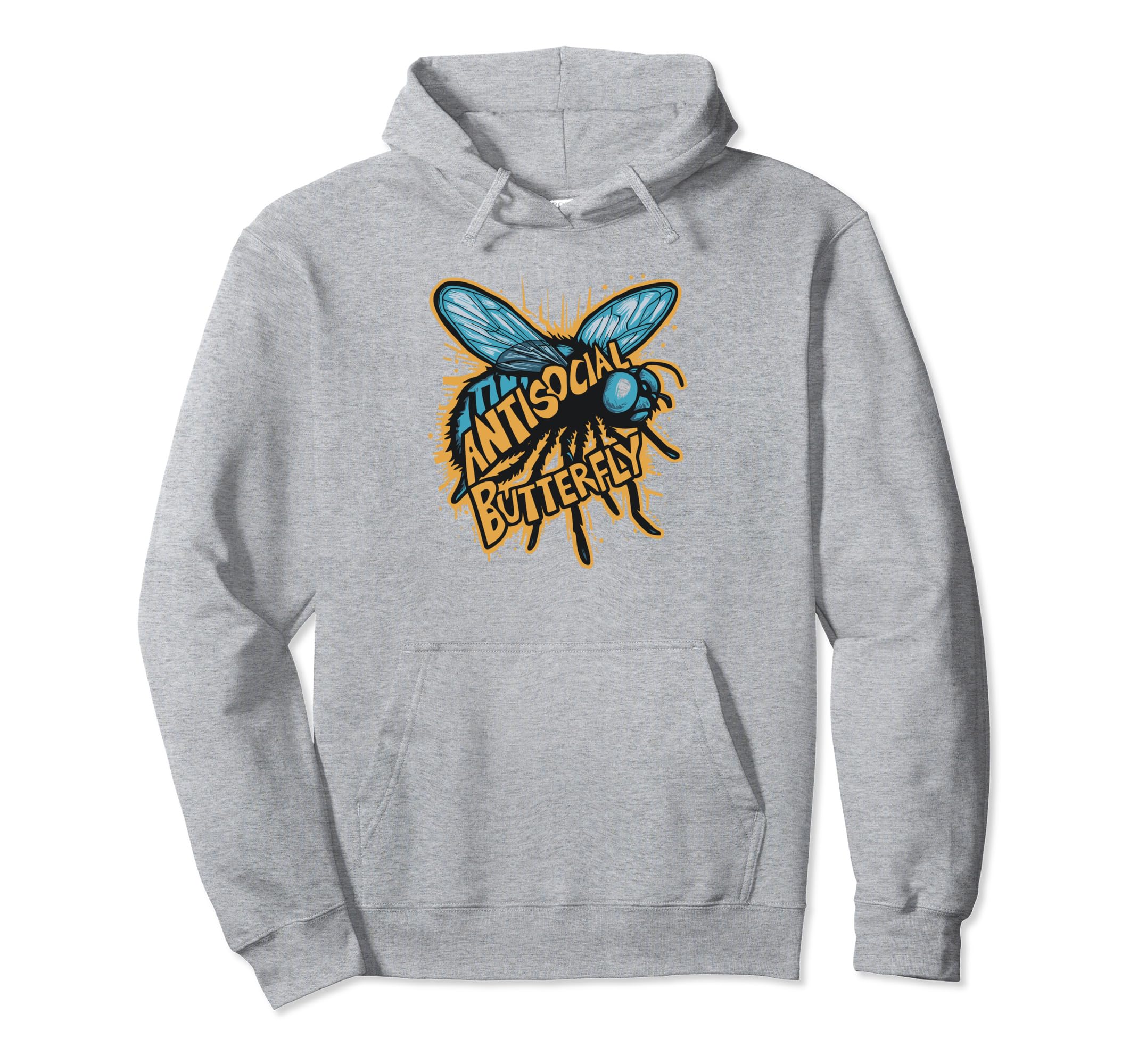 Antisocial Butterfly Funny Housefly Hoodie - Fun Novelty Design for Adults - T-Shirt, Sweatshirt, Hoodie