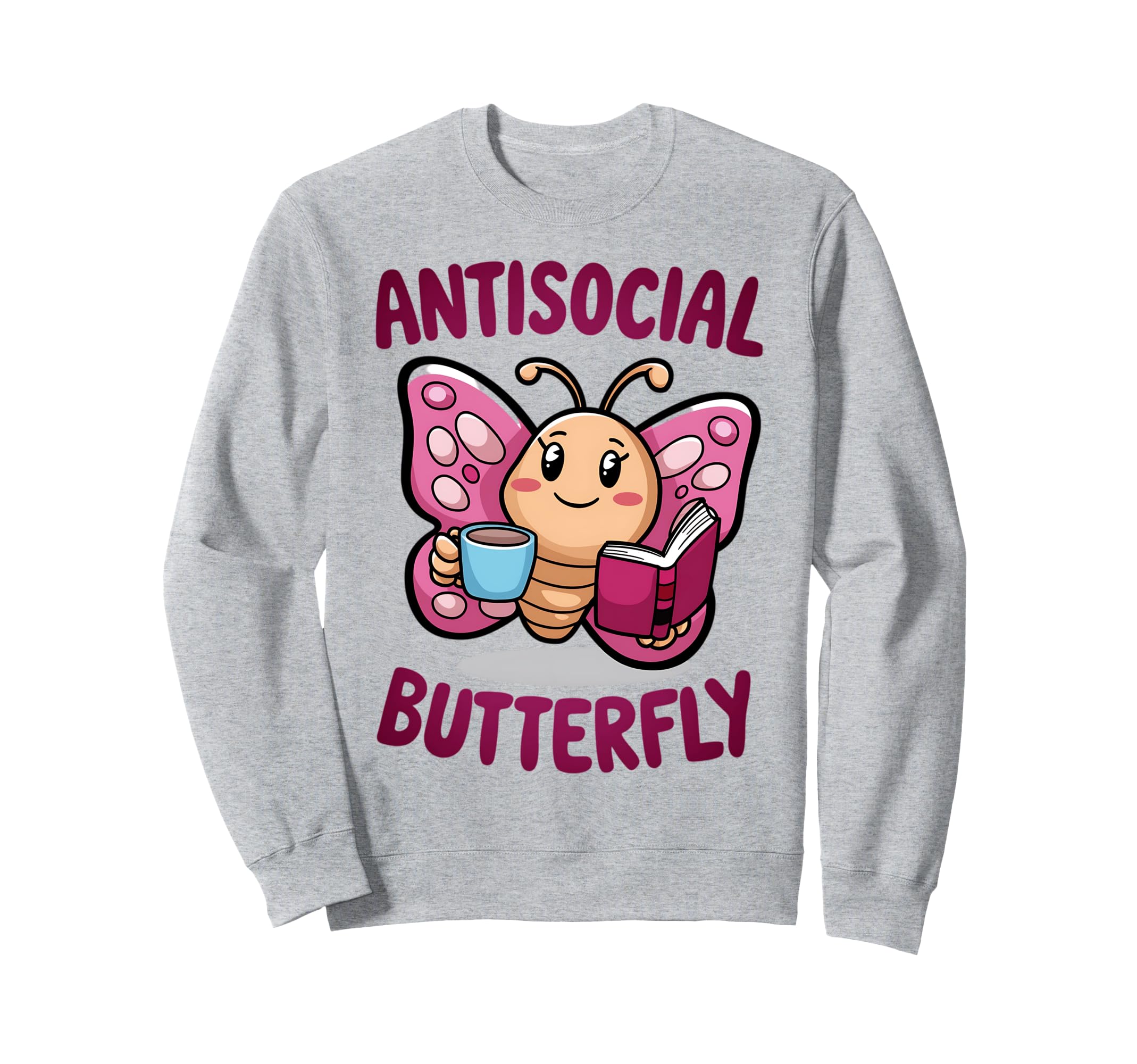 Groovy Anti Social Butterfly Ironic Sweatshirt - Graphic Print Men Women - T-Shirt, Sweatshirt, Hoodie