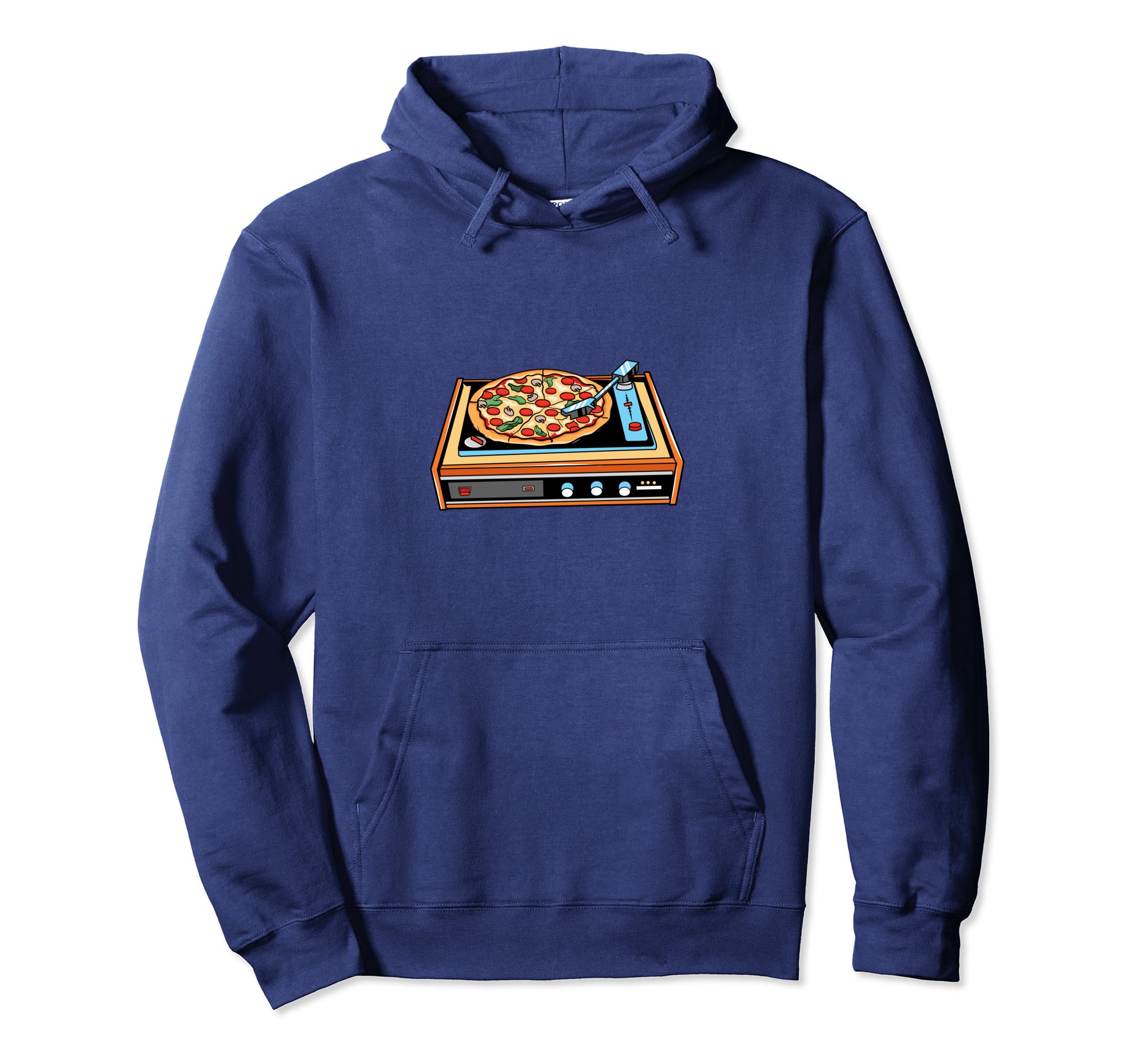 Pizza Vinyl Record Player Nostalgia Hoodie - Fun Novelty Design Unisex - T-Shirt, Sweatshirt, Hoodie