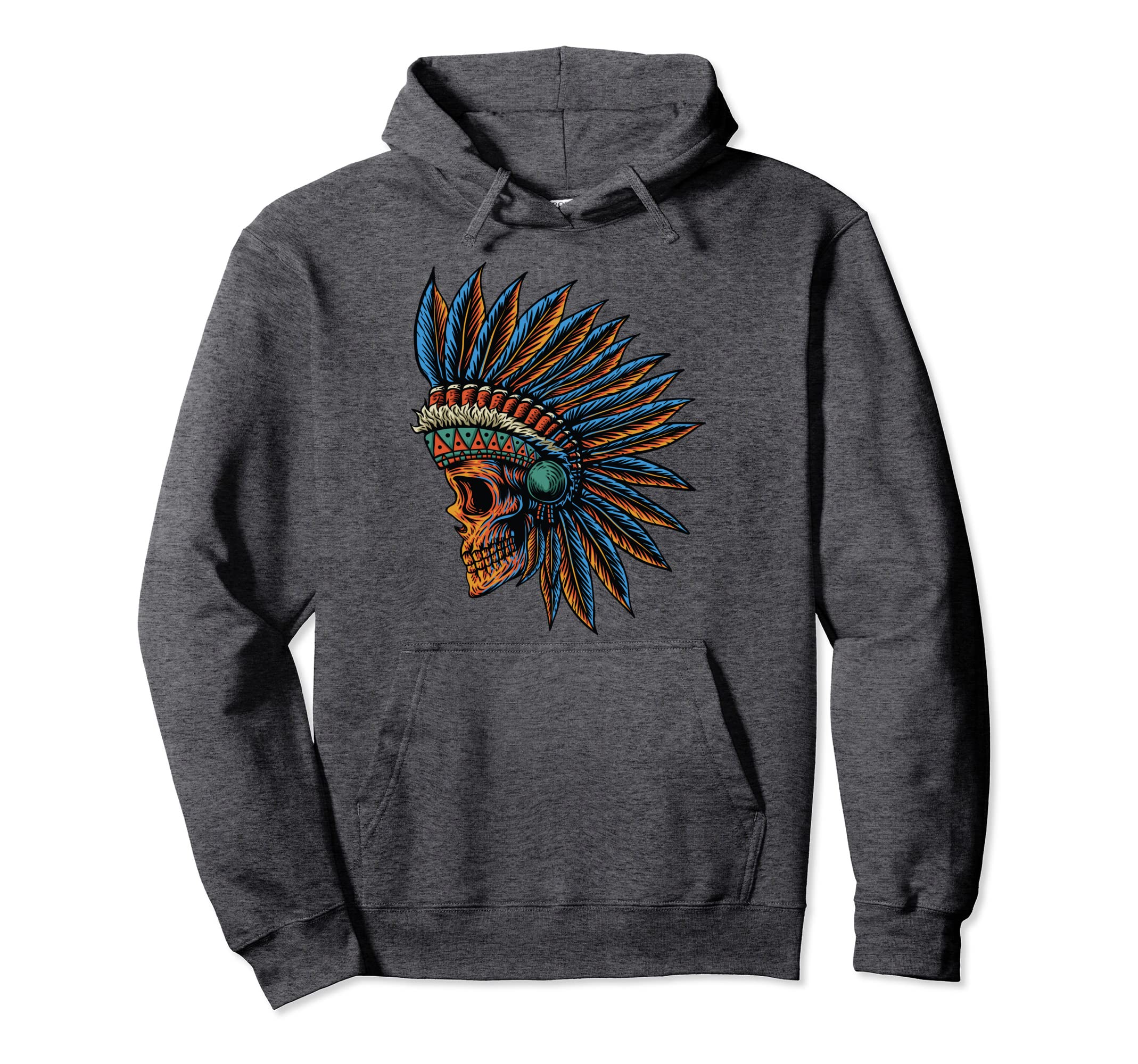 Native American Indian Chief Skull Hoodie - Minimalist Print Unisex - T-Shirt, Sweatshirt, Hoodie