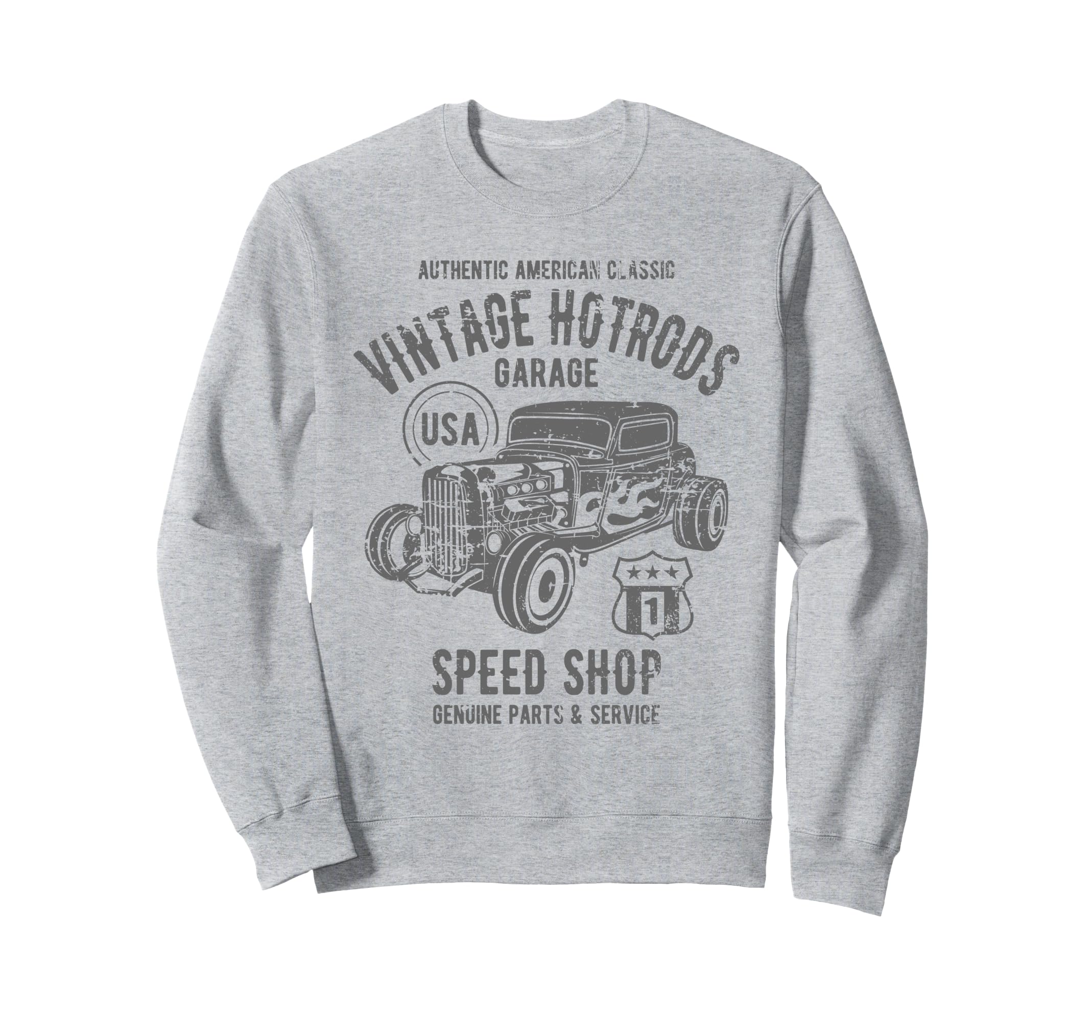 Speed Shop Hotrod Car Distressed Sweatshirt - Unique Graphic Men Women - T-Shirt, Sweatshirt, Hoodie