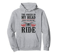 Motorcycle Biker Voices My Head Keep Hoodie - Unique Graphic Men Women - T-Shirt, Sweatshirt, Hoodie