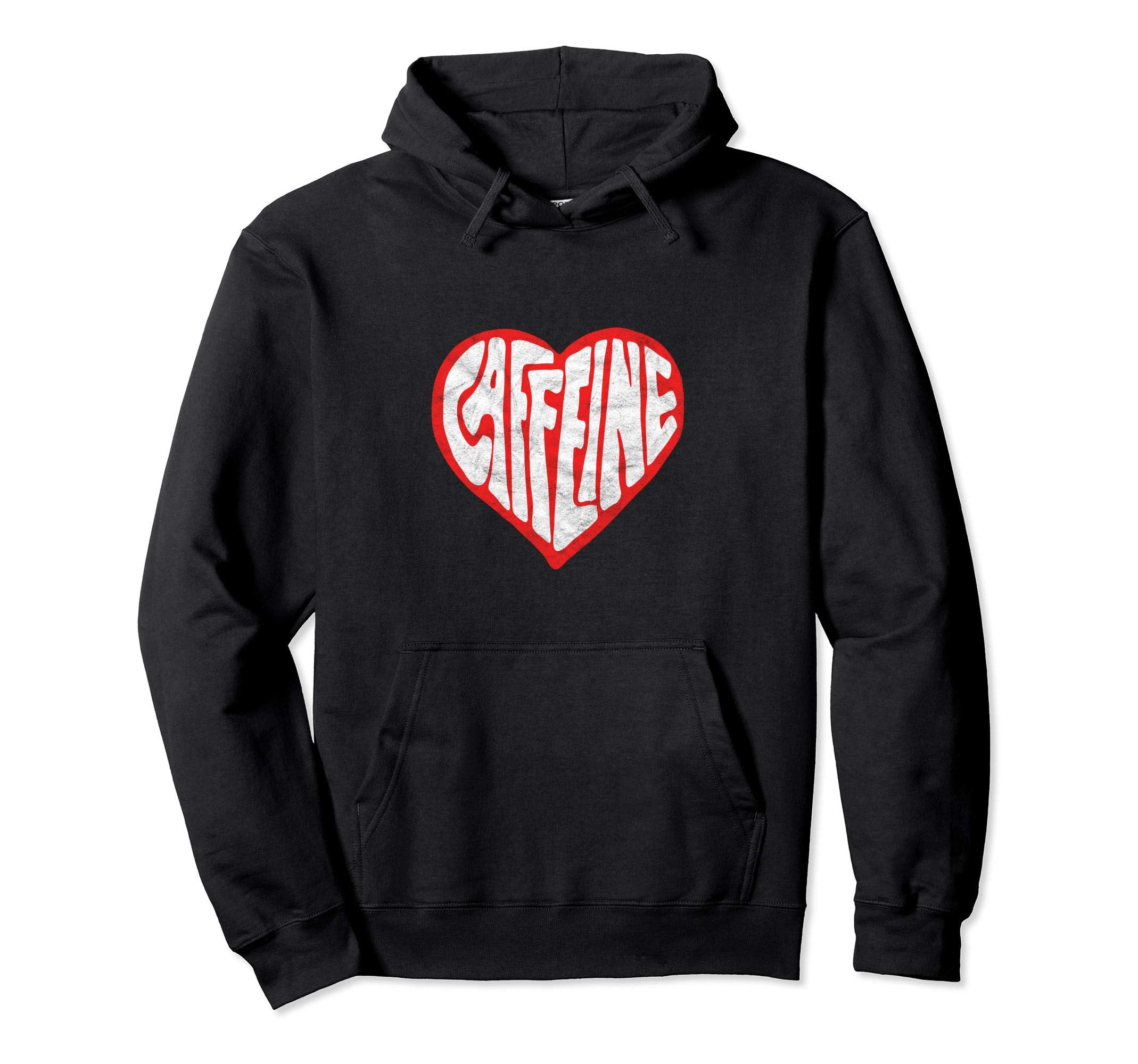 Caffeine Love Heart Typography Coffee Tea Hoodie - Unique Graphic Unisex - T-Shirt, Sweatshirt, Hoodie