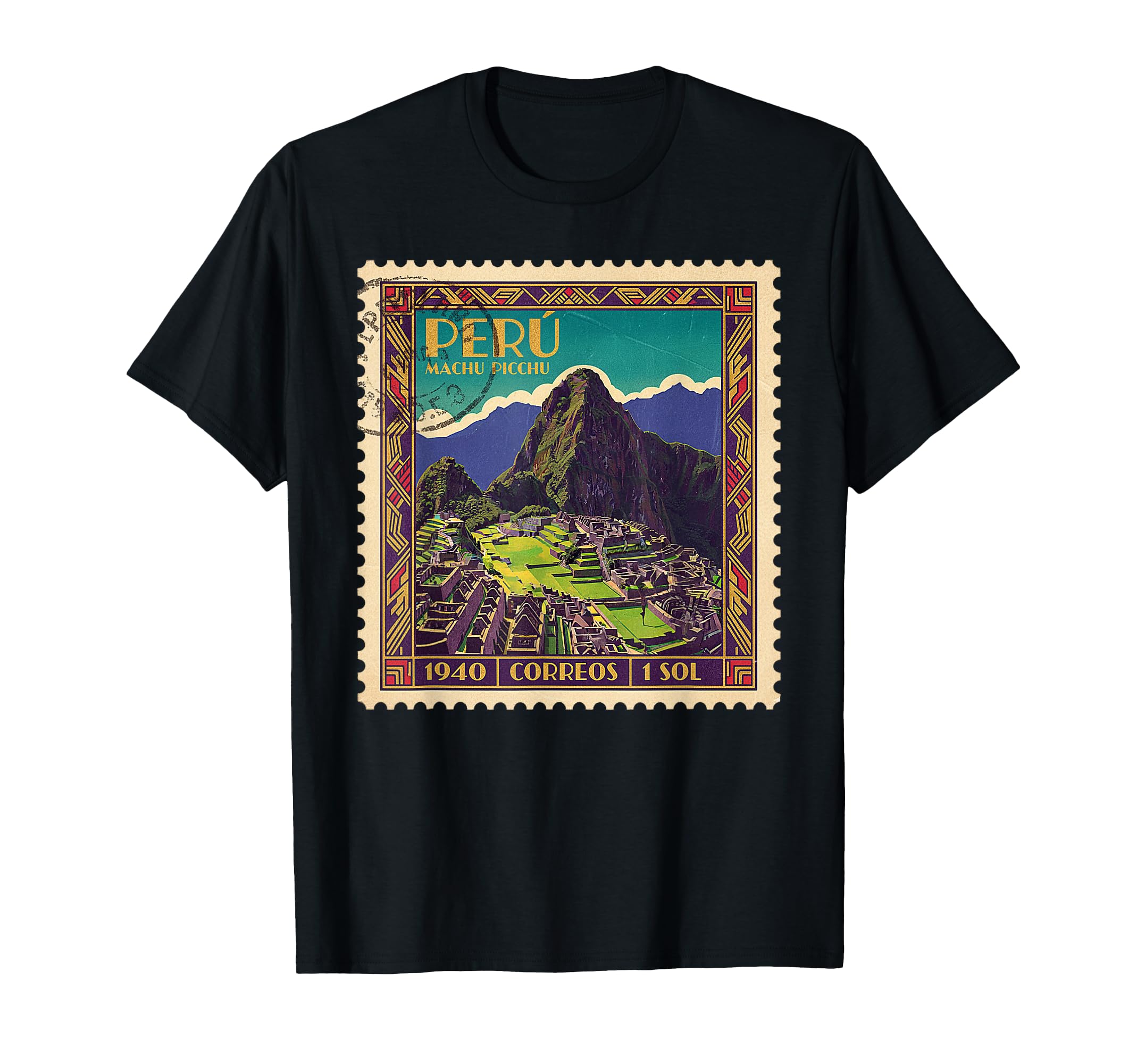 Peru Machu Picchu 1940 Postage Stamp T-Shirt - Custom Art Print for Adults - T-Shirt, Sweatshirt, Hoodie