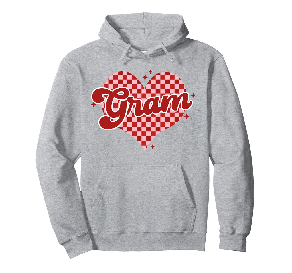 Checkered Gram Heart Hoodie - Fun Novelty Design for Adults - T-Shirt, Sweatshirt, Hoodie