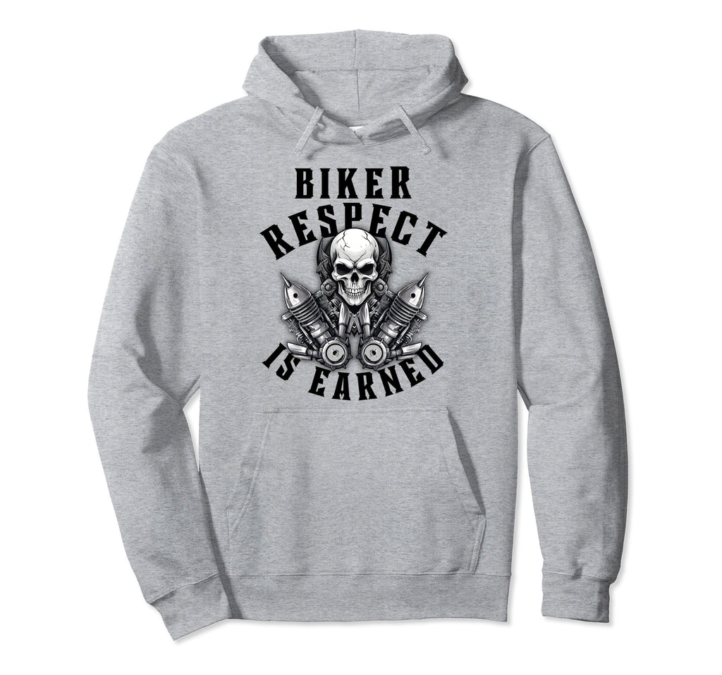 Motorcycle Skull Biker Respect Is Earned Hoodie - Unique Graphic Unisex - T-Shirt, Sweatshirt, Hoodie