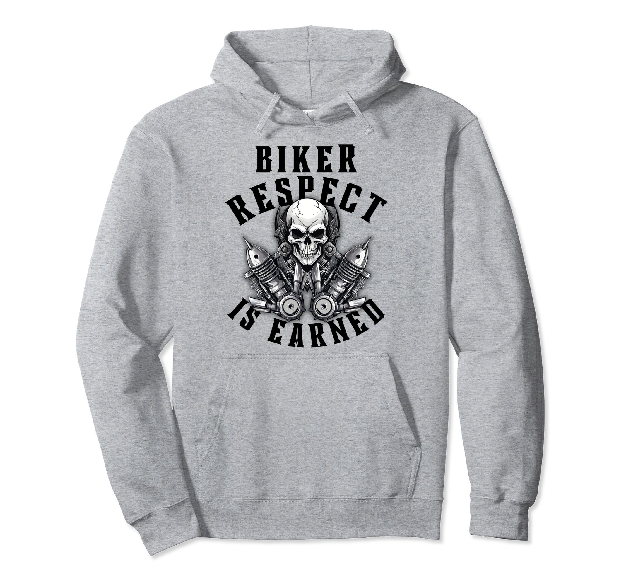 Motorcycle Skull Biker Respect Is Earned Hoodie - Unique Graphic Unisex - T-Shirt, Sweatshirt, Hoodie