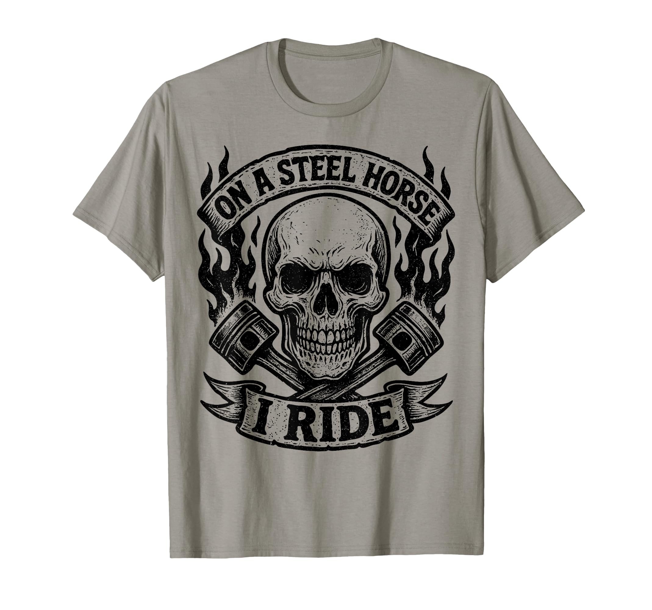 Steel Horse I Ride Motorcycle Skull T-Shirt - Minimalist Print Unisex - T-Shirt, Sweatshirt, Hoodie