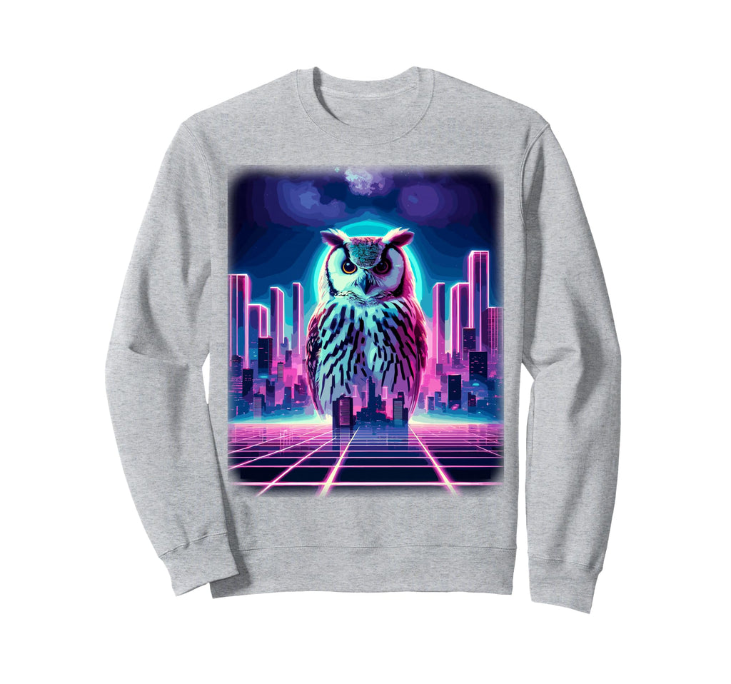 Synthwave Aesthetic Owl Lover Sweatshirt - Custom Art Print Men Women - T-Shirt, Sweatshirt, Hoodie