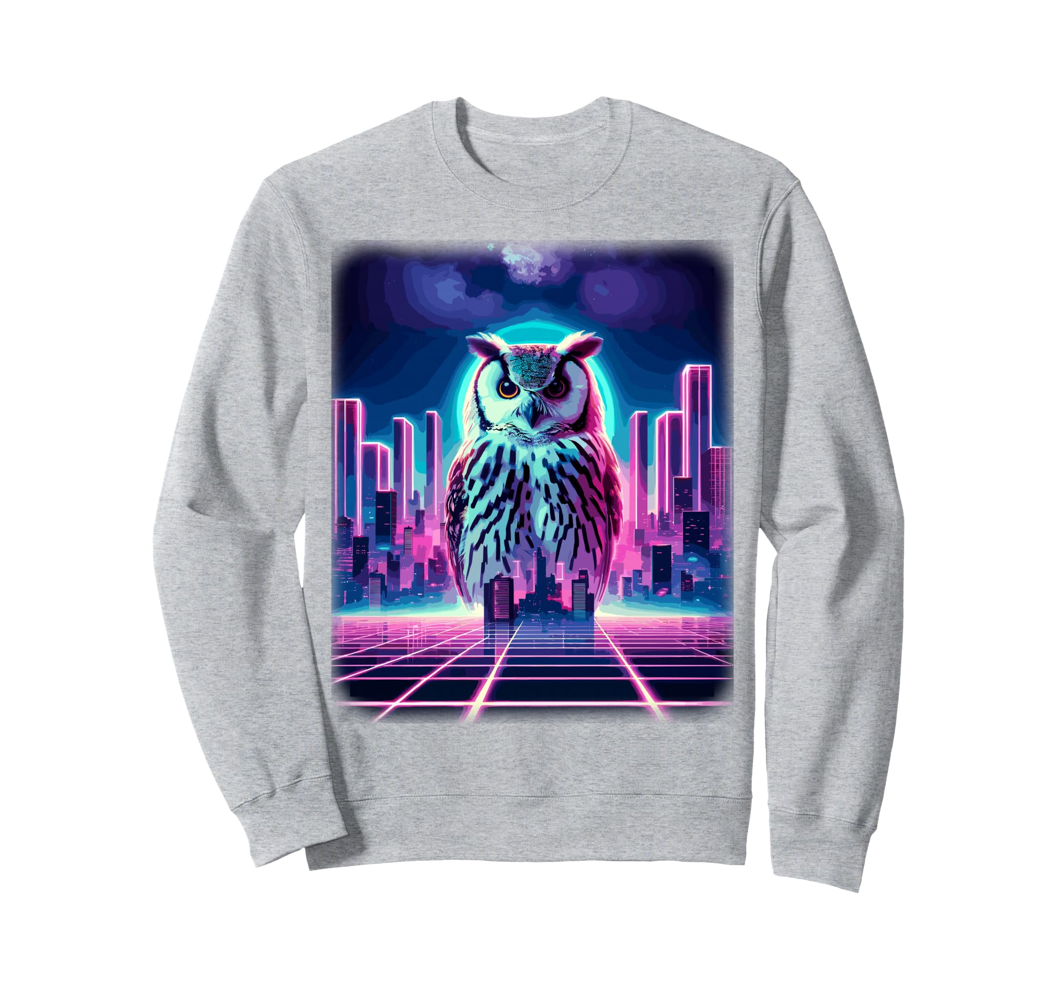 Synthwave Aesthetic Owl Lover Sweatshirt - Custom Art Print Men Women - T-Shirt, Sweatshirt, Hoodie