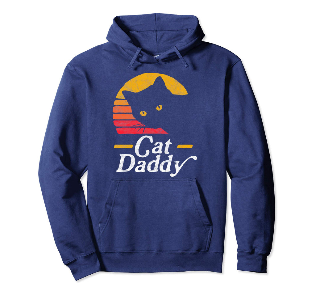 Cat Daddy Eighties Cat Distressed Hoodie - Graphic Print Unisex - T-Shirt, Sweatshirt, Hoodie