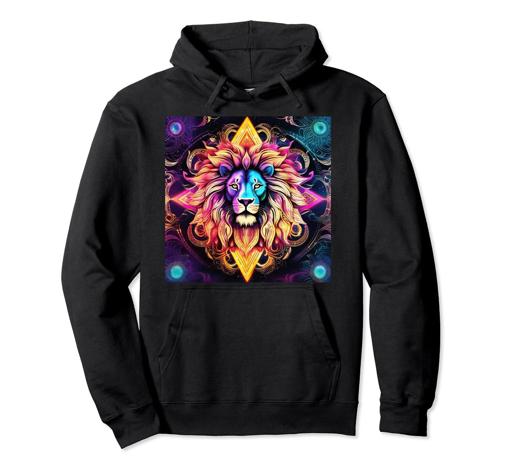 Synthwave Trippy 80S Lion Rainbow Hoodie - Aesthetic Graphic for Adults - T-Shirt, Sweatshirt, Hoodie