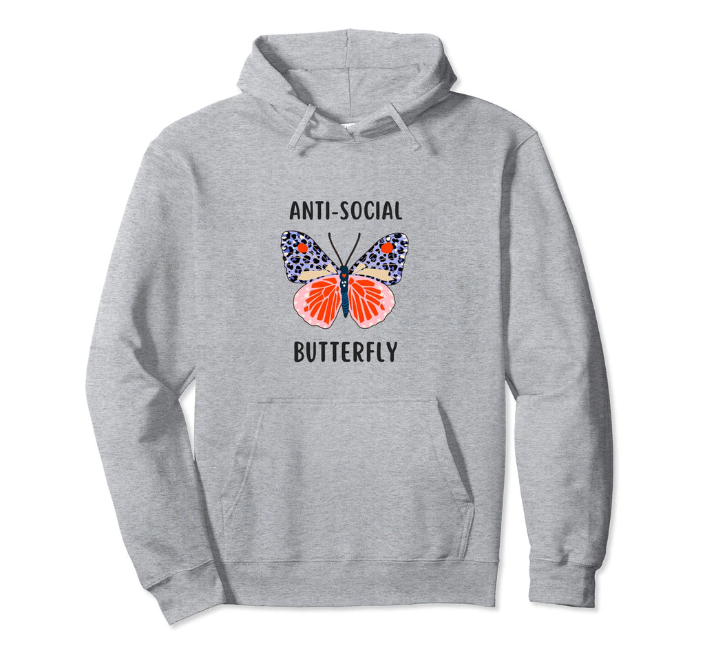 Funny Anti Social Butterfly Hoodie - Aesthetic Graphic Men Women - T-Shirt, Sweatshirt, Hoodie