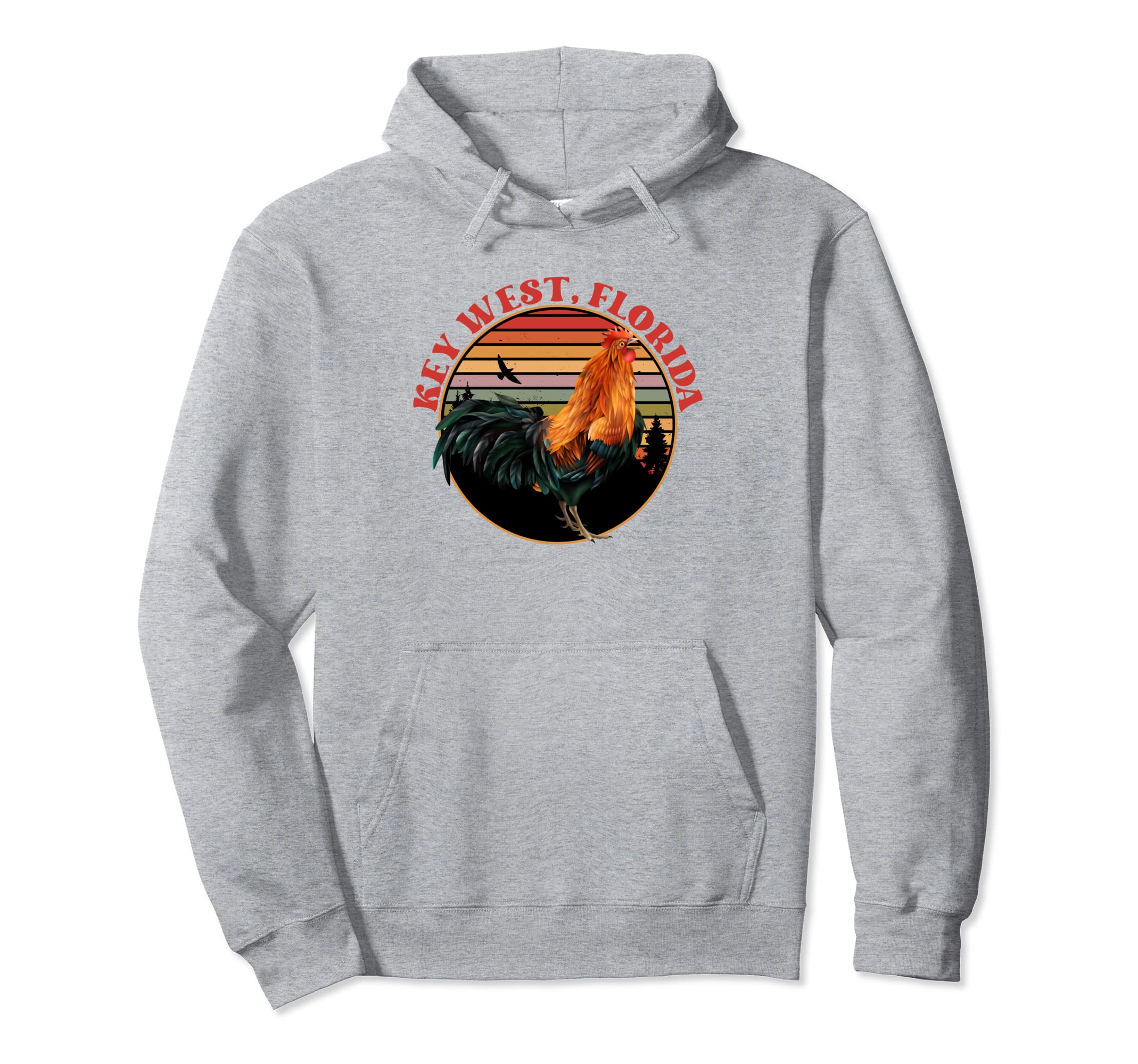 Key West Florida Sunset Rooster Hoodie - Fun Novelty Design for Adults - T-Shirt, Sweatshirt, Hoodie