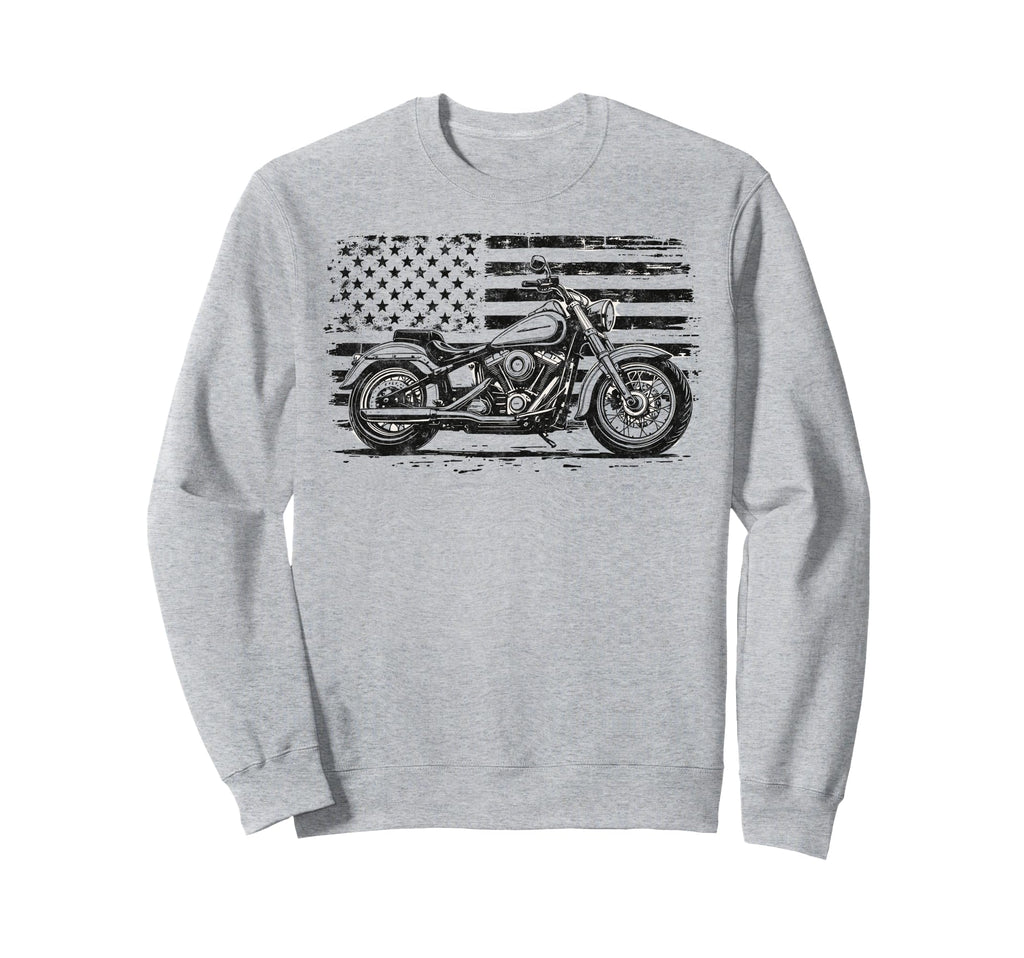 Us Flag Biker Riding Lover Sweatshirt - Casual Everyday Wear Unisex - T-Shirt, Sweatshirt, Hoodie