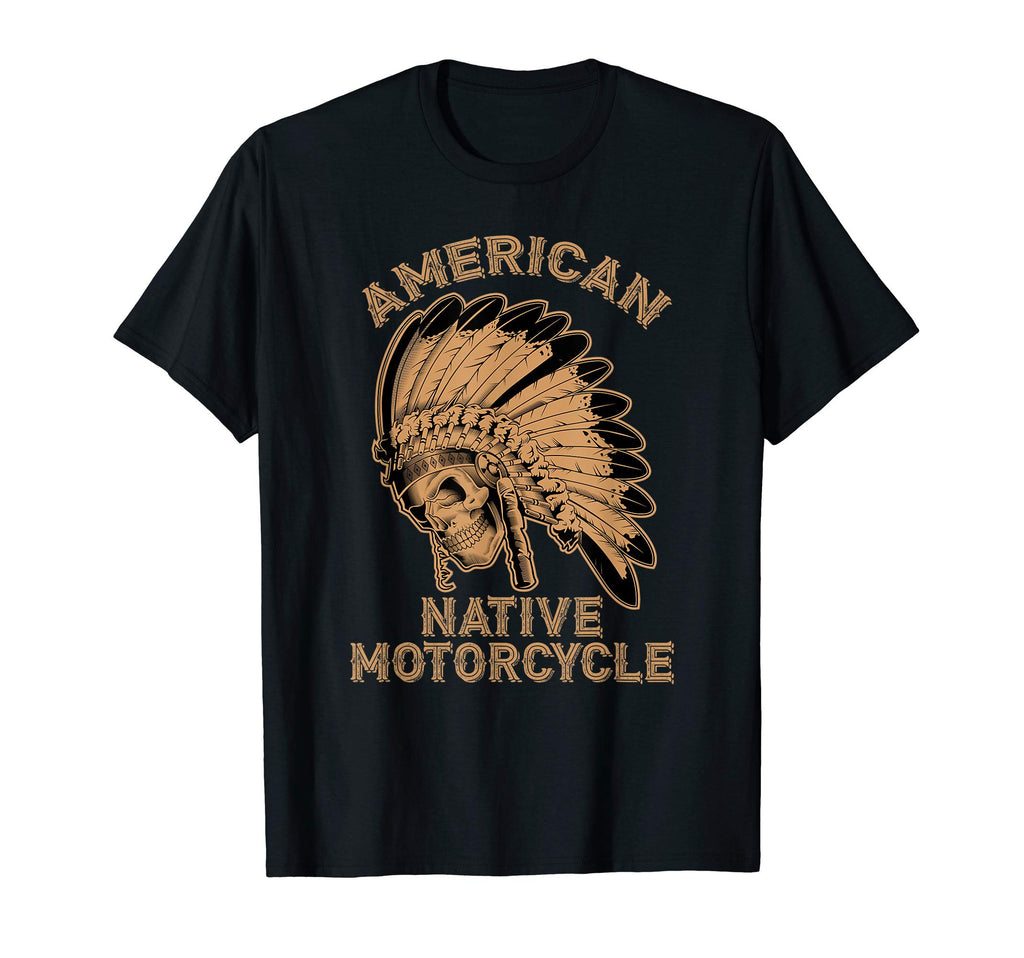 Skull Native Indian American Motorcycle T-Shirt - Trendy Graphic Men Women - T-Shirt, Sweatshirt, Hoodie
