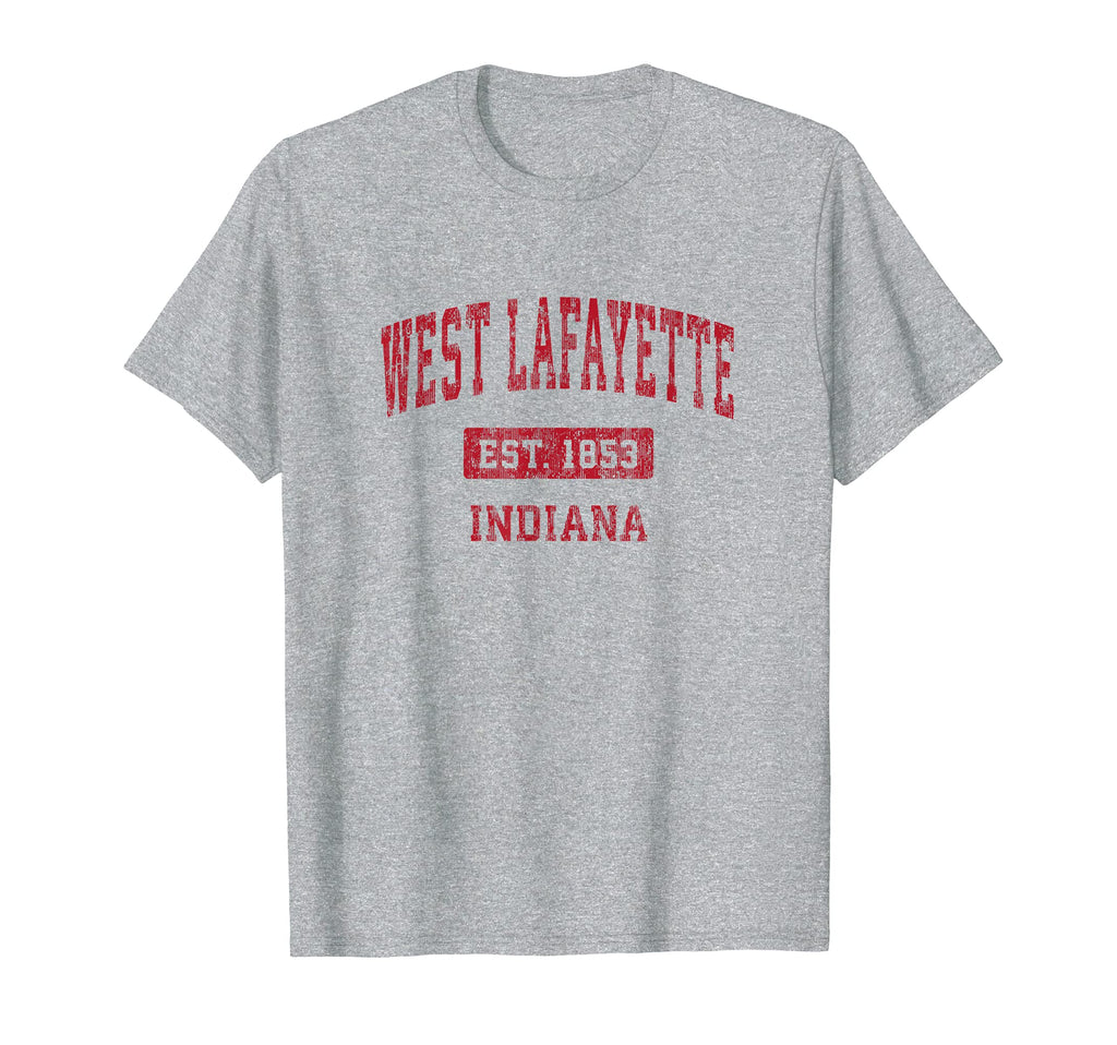 West Lafayette Indiana Sports Red T-Shirt - Fun Novelty Design for Adults - T-Shirt, Sweatshirt, Hoodie