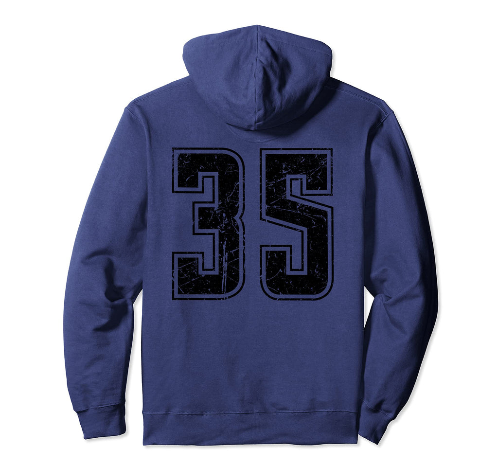 Number 35 Distressed Grunge Jersey Team Hoodie - Aesthetic Graphic Unisex - T-Shirt, Sweatshirt, Hoodie