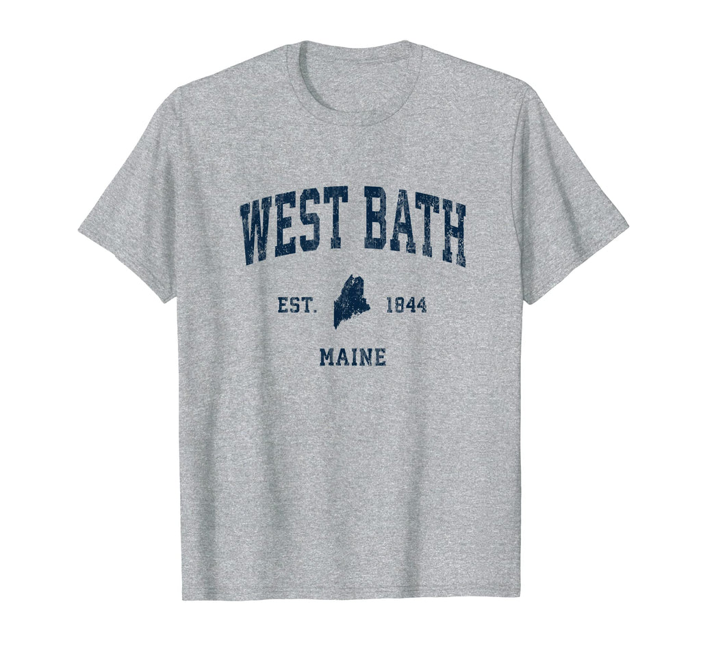 West Bath Maine Me Athletic Navy Sports T-Shirt - Trendy Graphic Unisex - T-Shirt, Sweatshirt, Hoodie