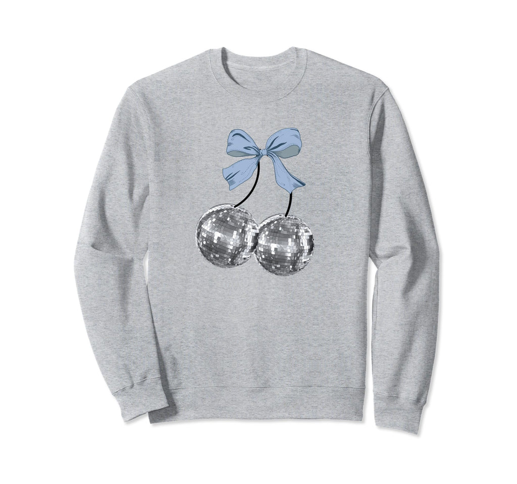 Coquette Disco Cherry Balls Blue Bow Sweatshirt - Unique Graphic Unisex - T-Shirt, Sweatshirt, Hoodie