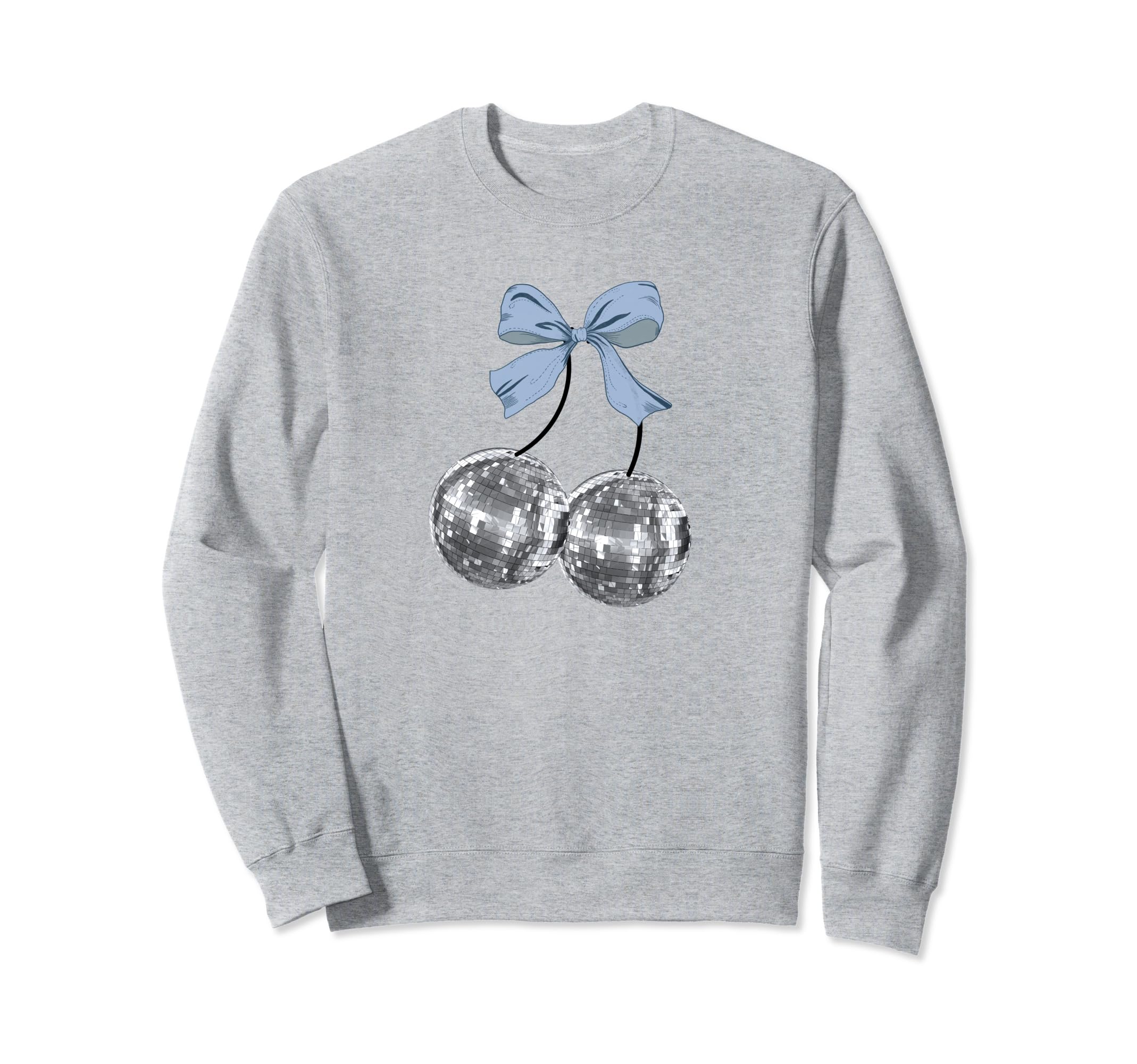 Coquette Disco Cherry Balls Blue Bow Sweatshirt - Unique Graphic Unisex - T-Shirt, Sweatshirt, Hoodie