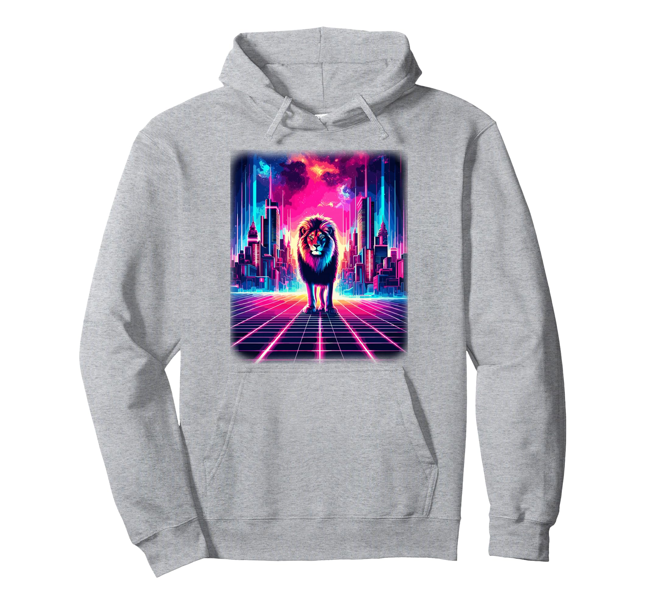 Synthwave Aesthetic Lion Lover Stuff Hoodie - Aesthetic Graphic for Adults - T-Shirt, Sweatshirt, Hoodie