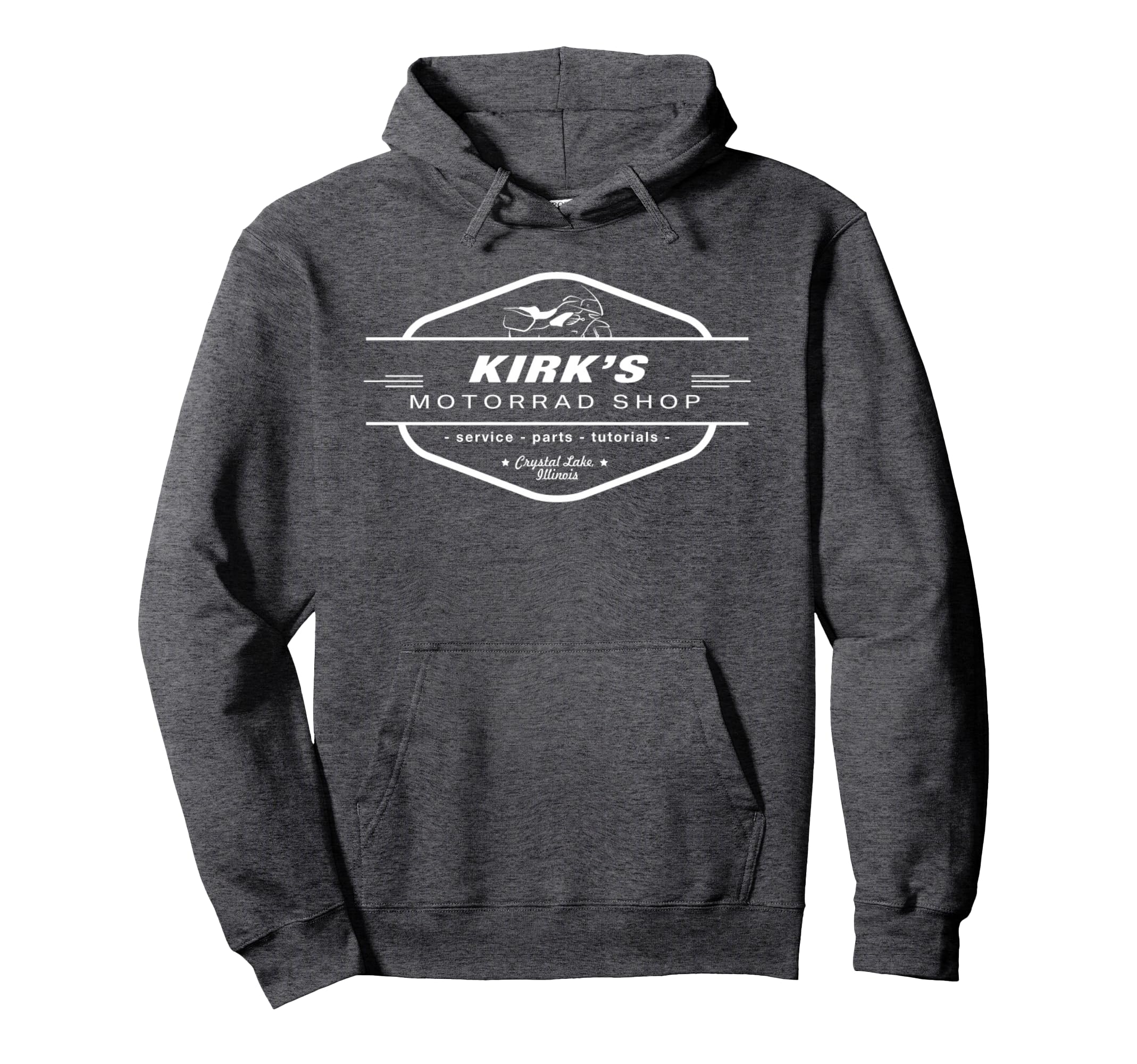 Kirks Motorrad Shop Kirks Motorrad Grey Hoodie - Novelty Apparel Men Women - T-Shirt, Sweatshirt, Hoodie