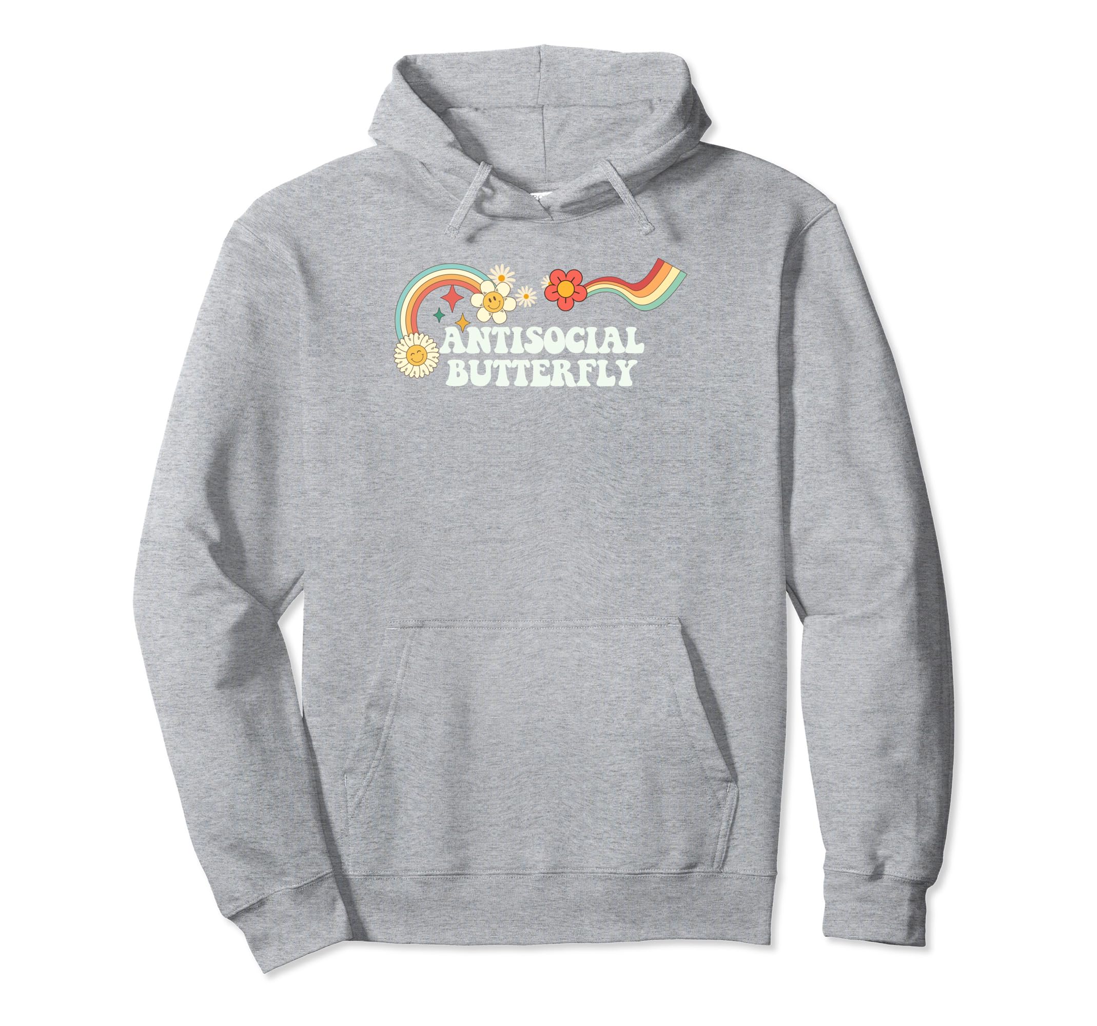 Groovy Funny Antisocial Butterfly Hoodie - Casual Everyday Wear Men Women - T-Shirt, Sweatshirt, Hoodie