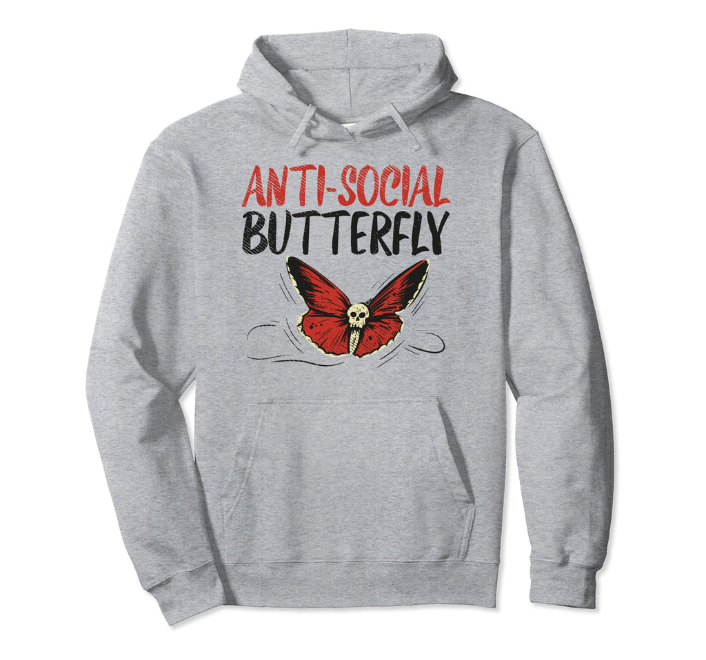 Anti Social Butterfly Goth Gothic Hoodie - Unique Graphic for Adults - T-Shirt, Sweatshirt, Hoodie