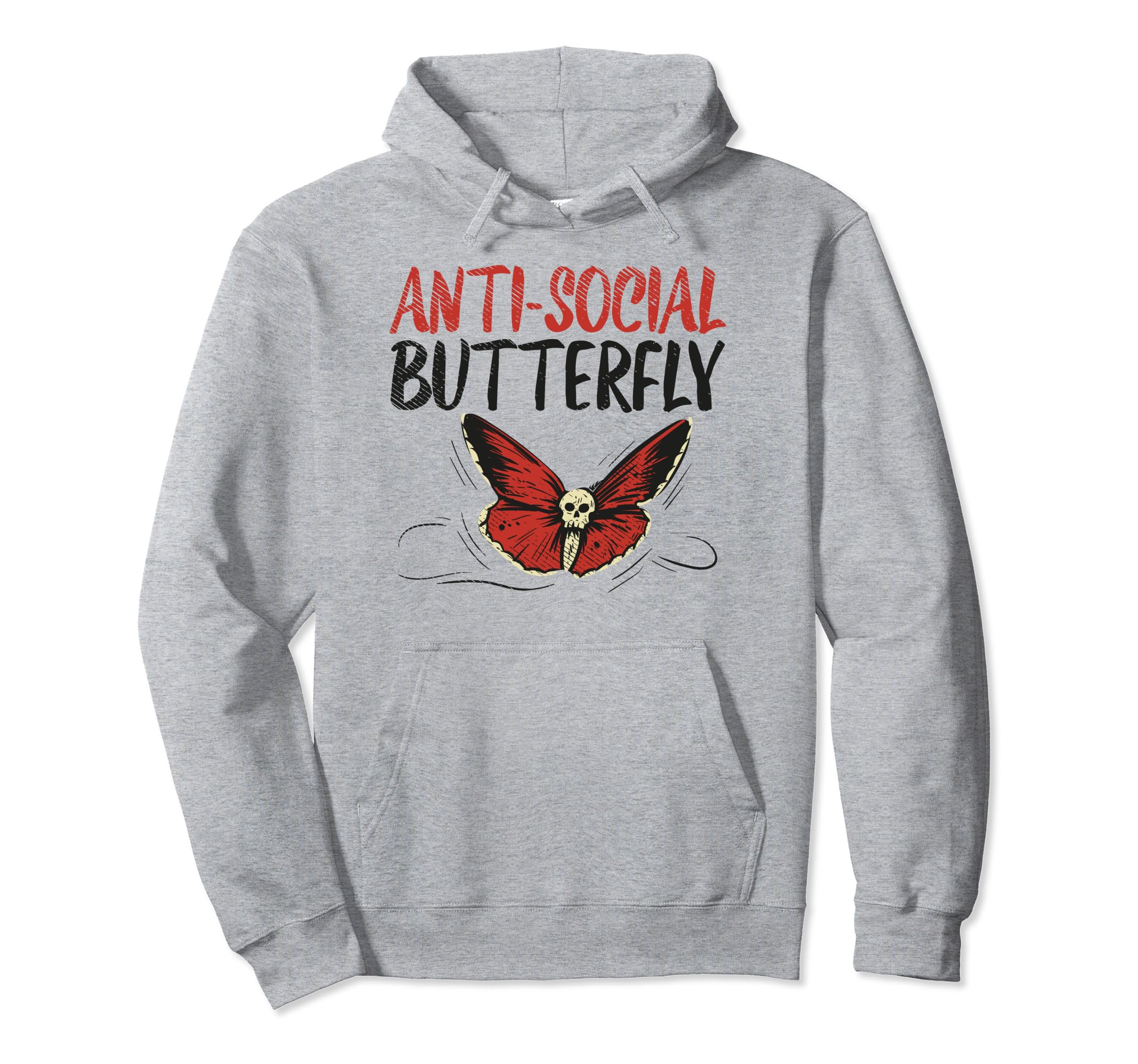 Anti Social Butterfly Goth Gothic Hoodie - Unique Graphic for Adults - T-Shirt, Sweatshirt, Hoodie