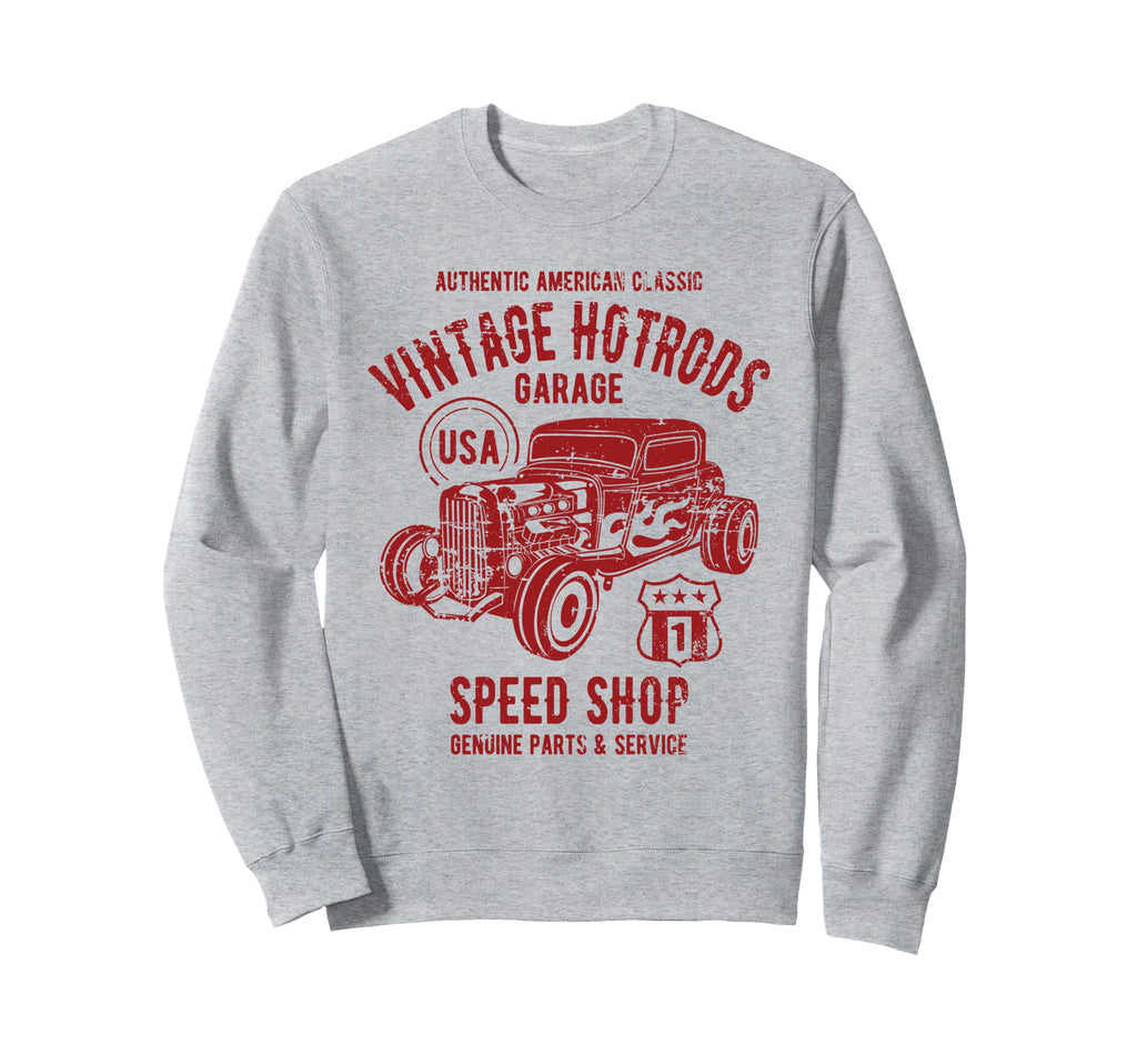 Speed Shop Hotrod Car Distressed Sweatshirt - Unique Graphic Unisex - T-Shirt, Sweatshirt, Hoodie
