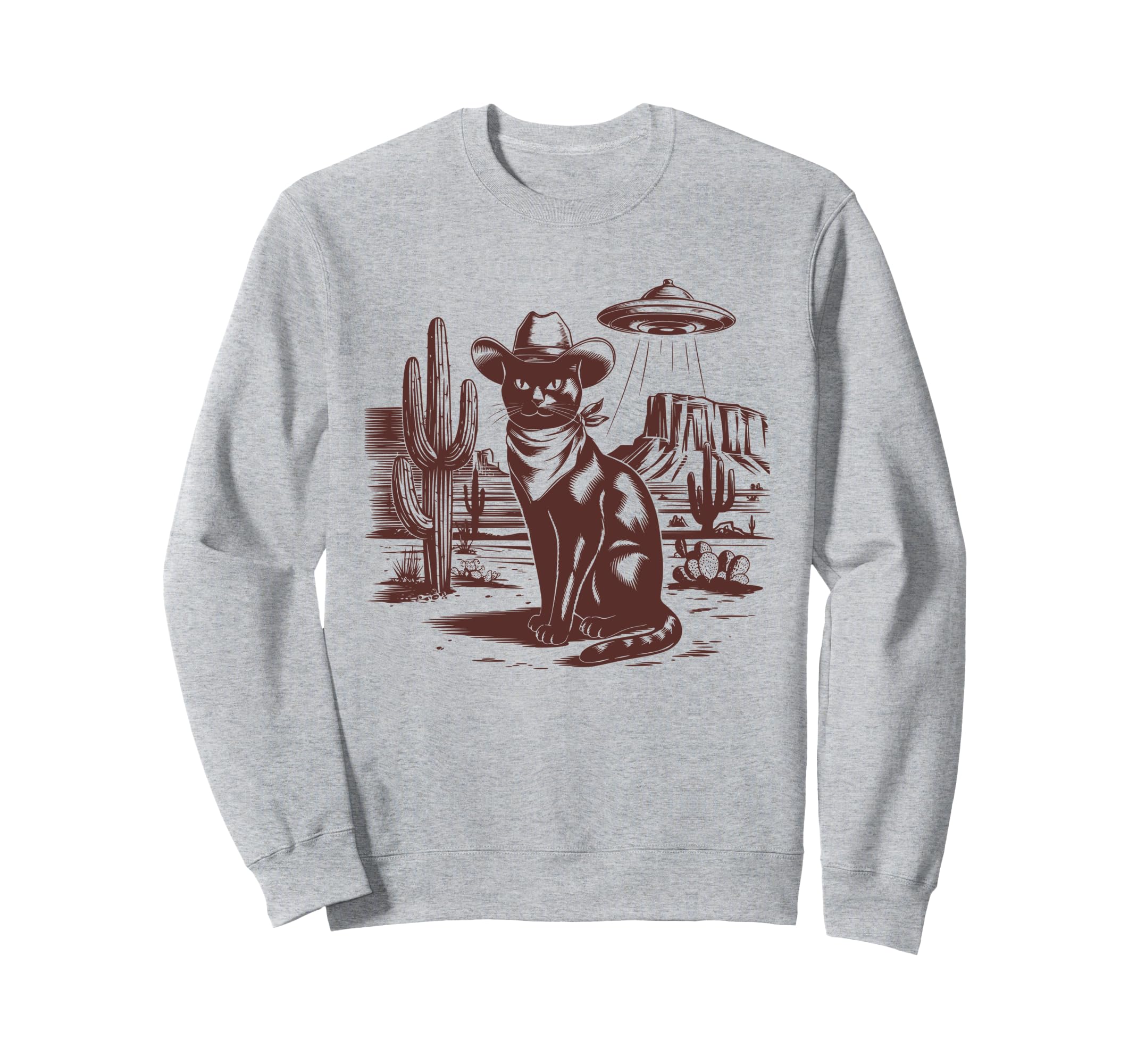 Black Cat Ufo Western Alien 90S Sweatshirt - Novelty Apparel for Adults - T-Shirt, Sweatshirt, Hoodie