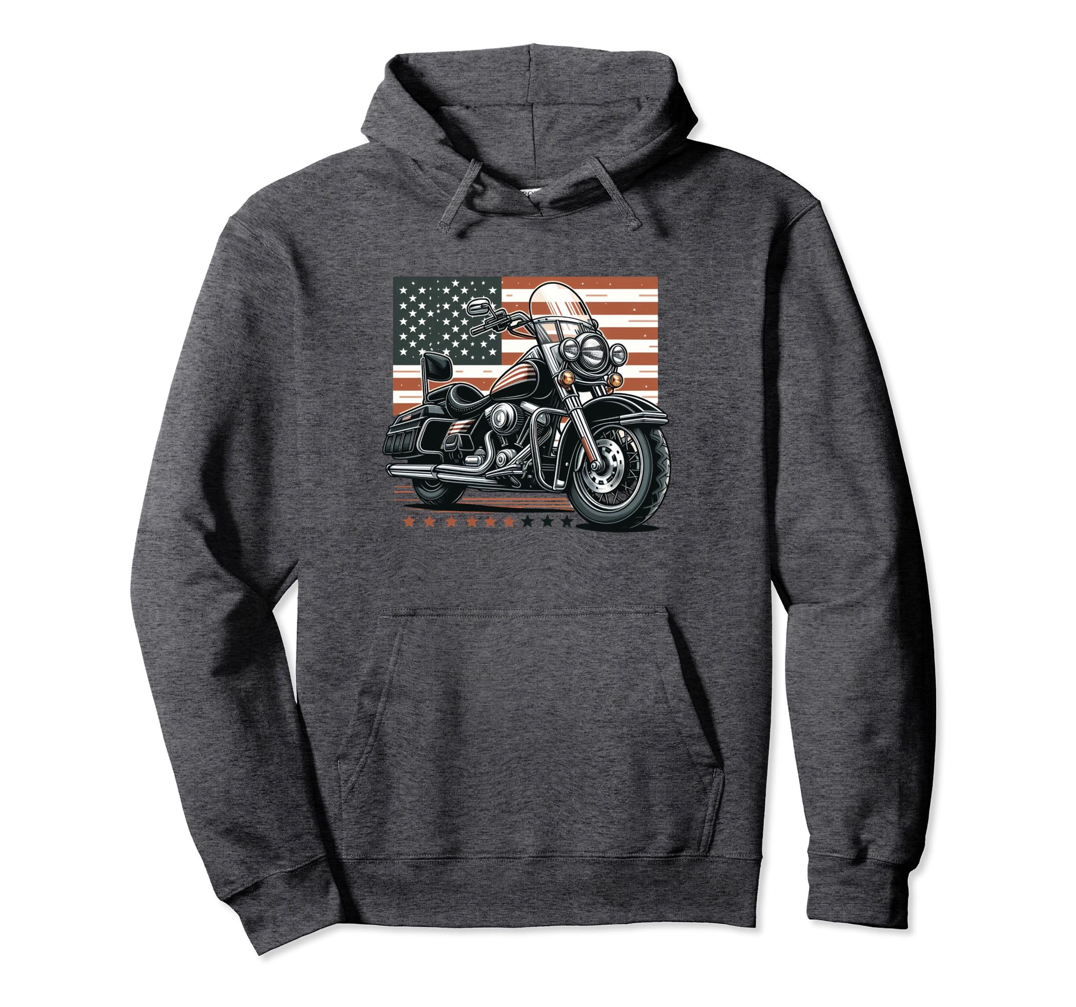 Motorcycle Lovers American Flag Hoodie - Streetwear Style for Adults - T-Shirt, Sweatshirt, Hoodie