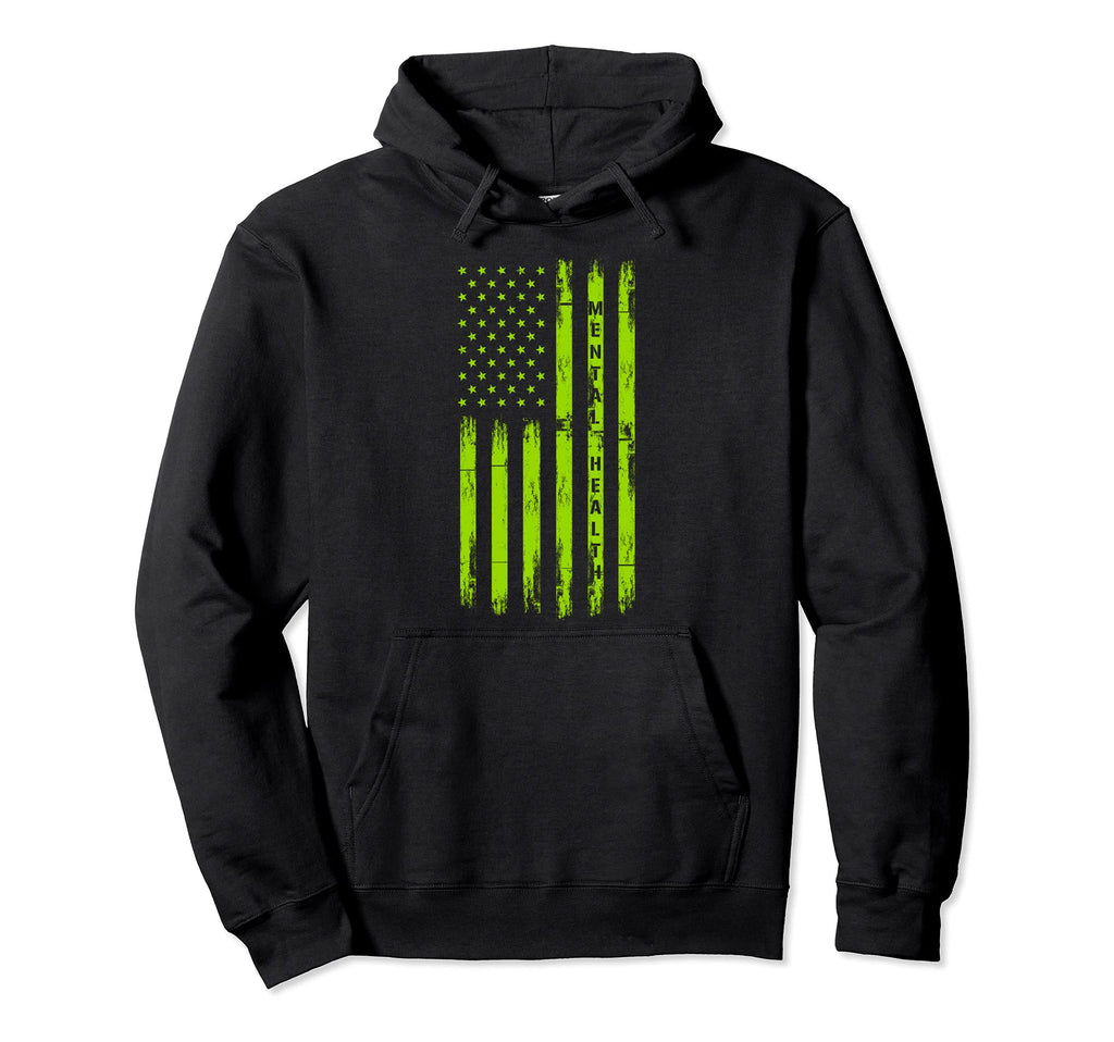 Mental Health Awareness American Flag Hoodie - Novelty Apparel for Adults - T-Shirt, Sweatshirt, Hoodie