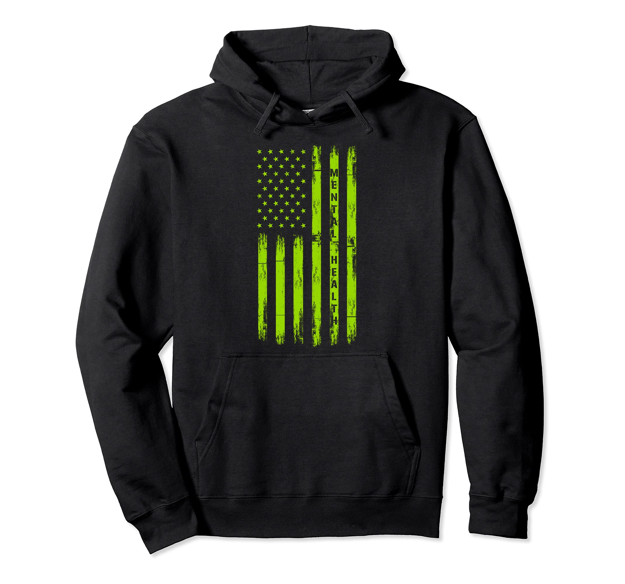 Mental Health Awareness American Flag Hoodie - Novelty Apparel for Adults - T-Shirt, Sweatshirt, Hoodie