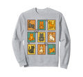 Yoga Cats Postage Stamp Practicing Sweatshirt - Unique Graphic Unisex - T-Shirt, Sweatshirt, Hoodie