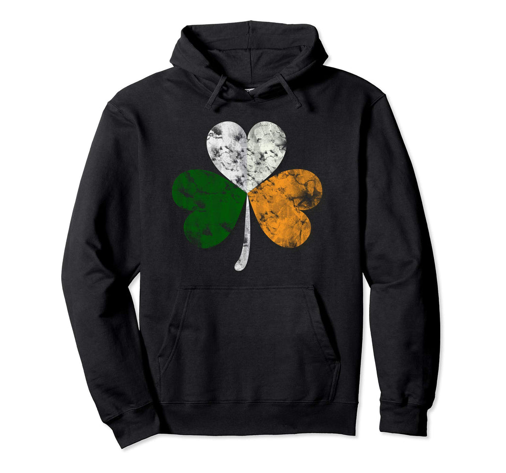 Shamrock Ireland Heart Distressed Hoodie - Fun Novelty Design for Adults - T-Shirt, Sweatshirt, Hoodie