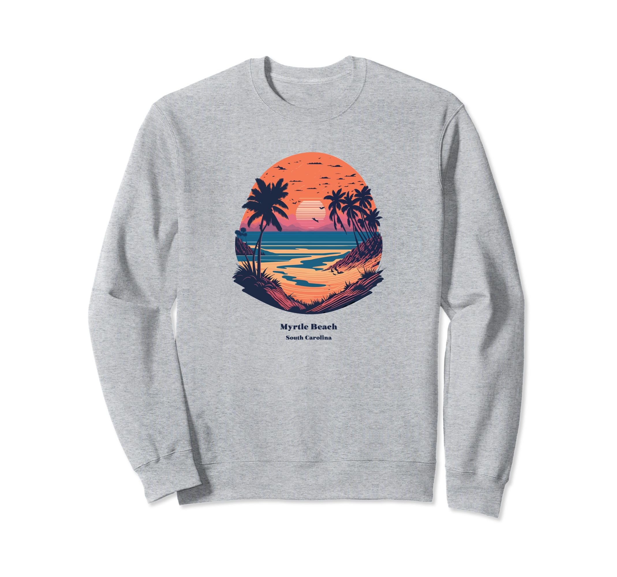 Myrtle Beach 70S Sunset Ocean Vibe Sweatshirt - Minimalist Print for Adults - T-Shirt, Sweatshirt, Hoodie