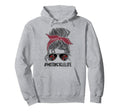 Motorcycle Biker Female Sunglasses Bun Hoodie - Graphic Print for Adults - T-Shirt, Sweatshirt, Hoodie