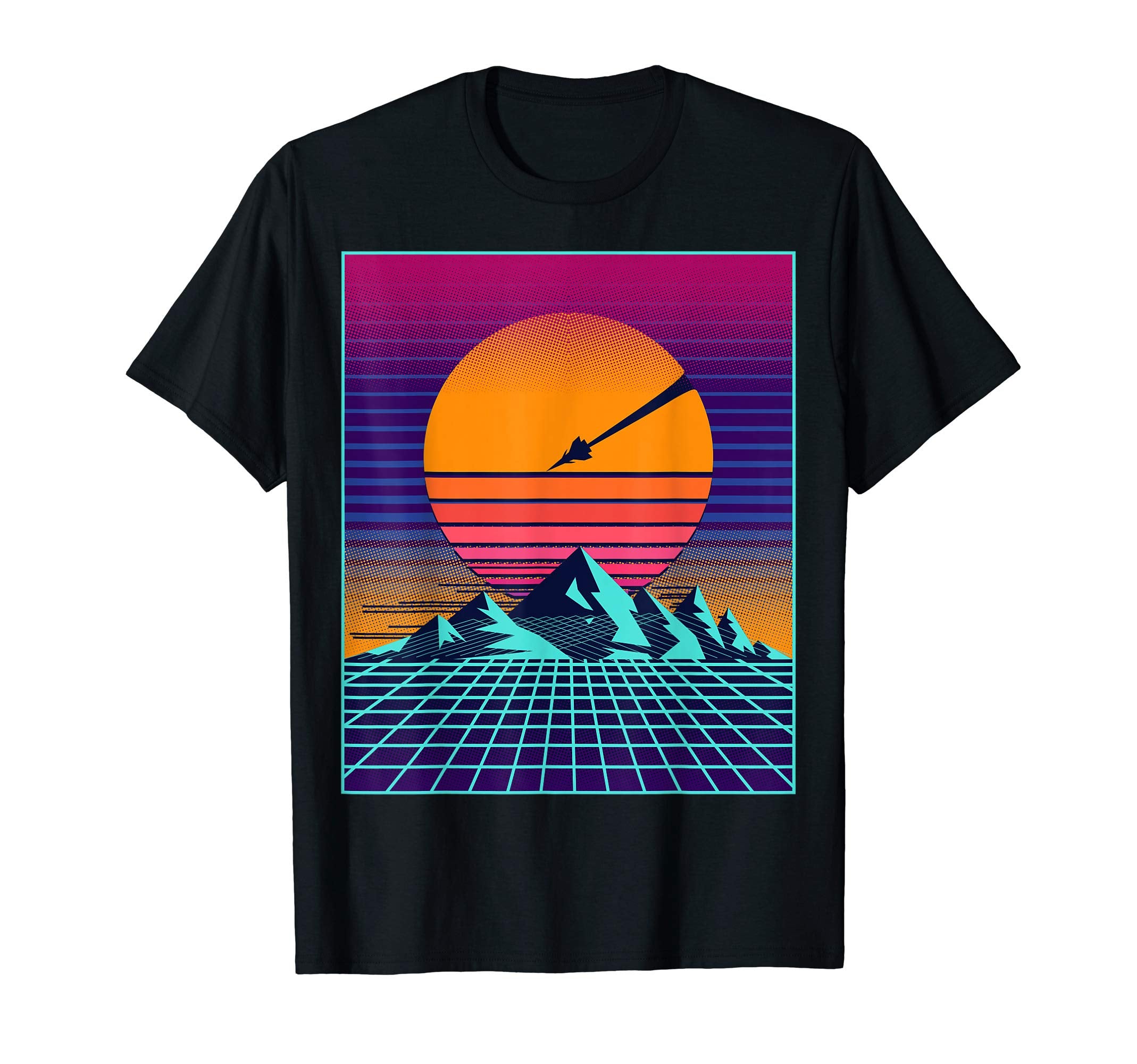 80S Aesthetic Vaporwave Outrun Sun T-Shirt - Trendy Graphic Unisex - T-Shirt, Sweatshirt, Hoodie