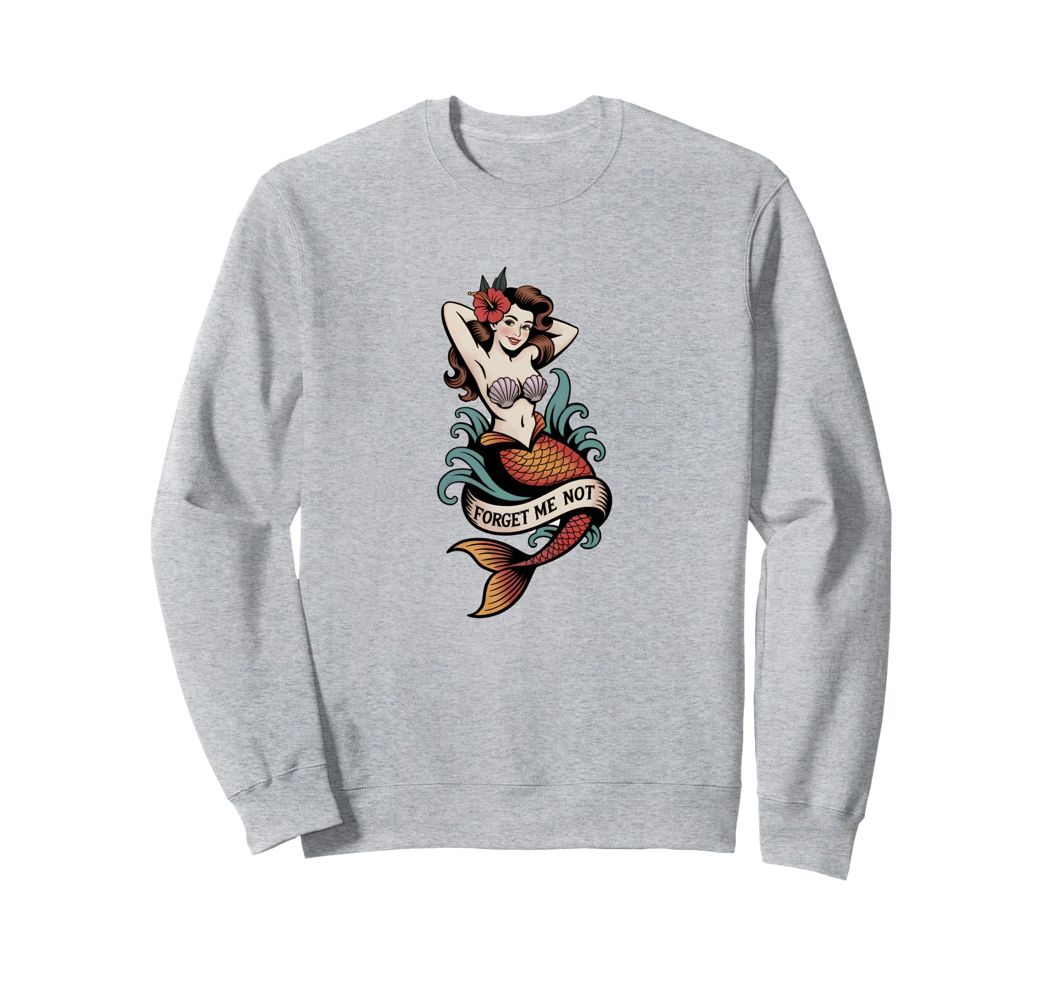 Mermaid American Traditional Sweatshirt - Fun Novelty Design Men Women - T-Shirt, Sweatshirt, Hoodie