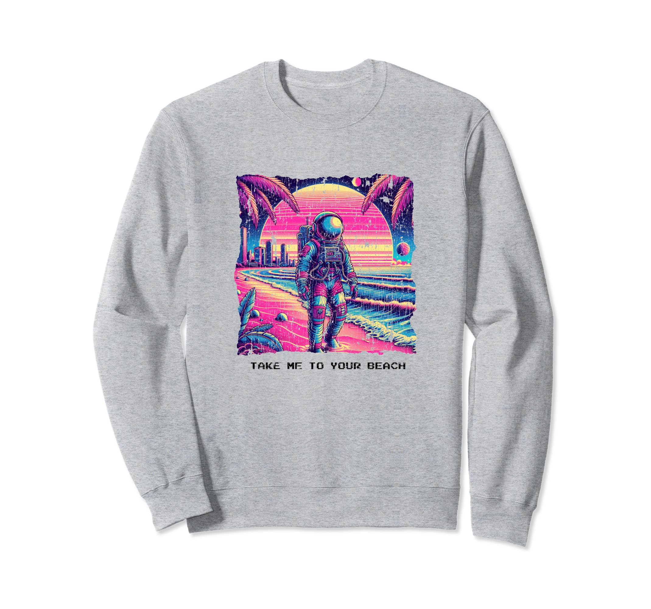 Astronaut Beach 80S Synthwave Sweatshirt - Custom Art Print for Adults - T-Shirt, Sweatshirt, Hoodie