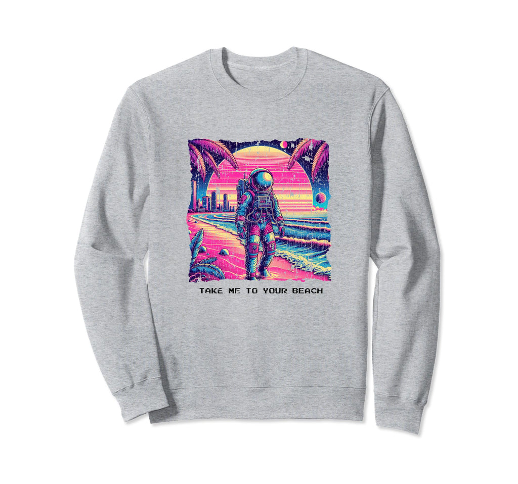 Astronaut Beach 80S Synthwave Sweatshirt - Trendy Graphic Unisex - T-Shirt, Sweatshirt, Hoodie